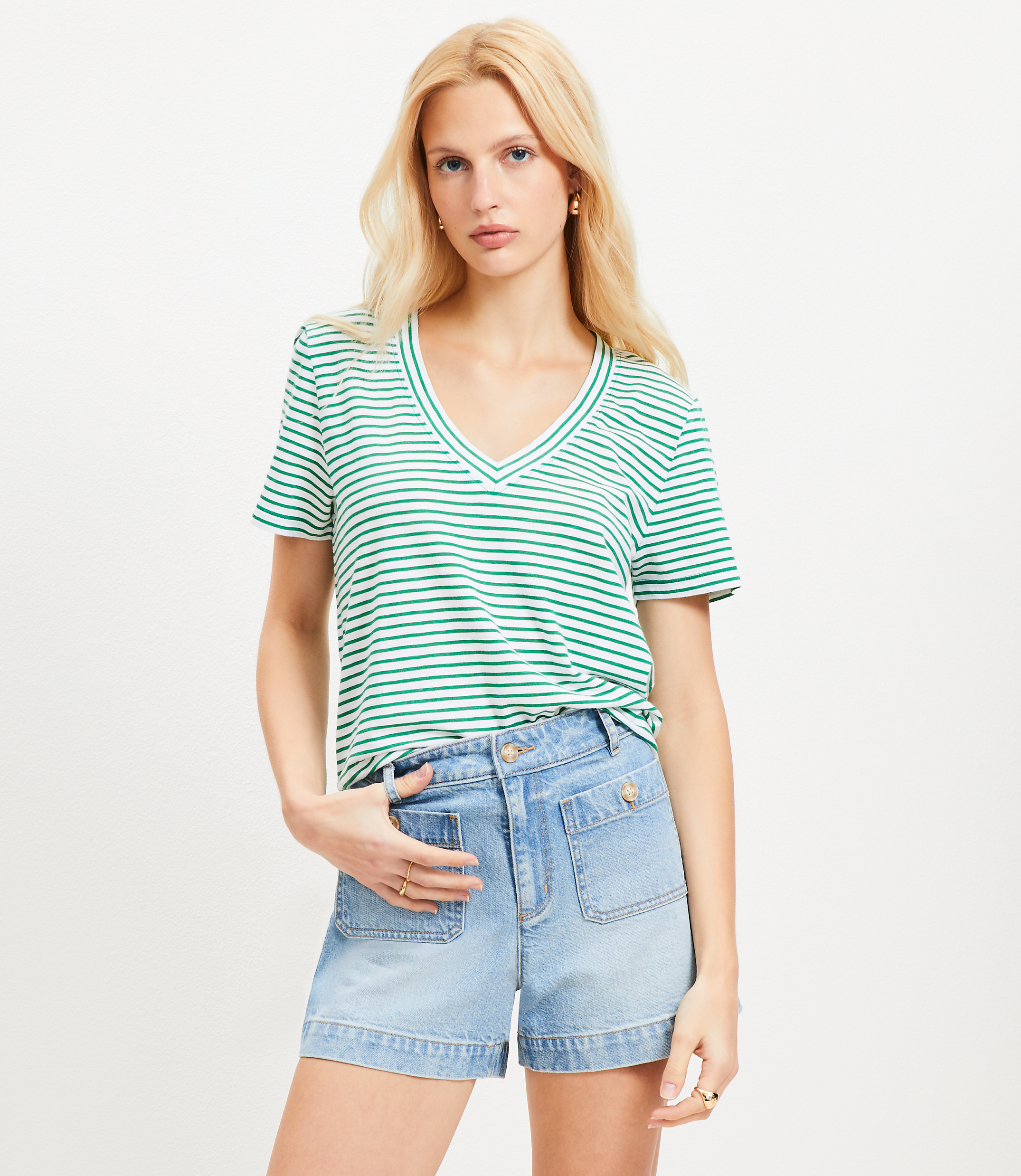 Striped Everyday V-Neck Tee