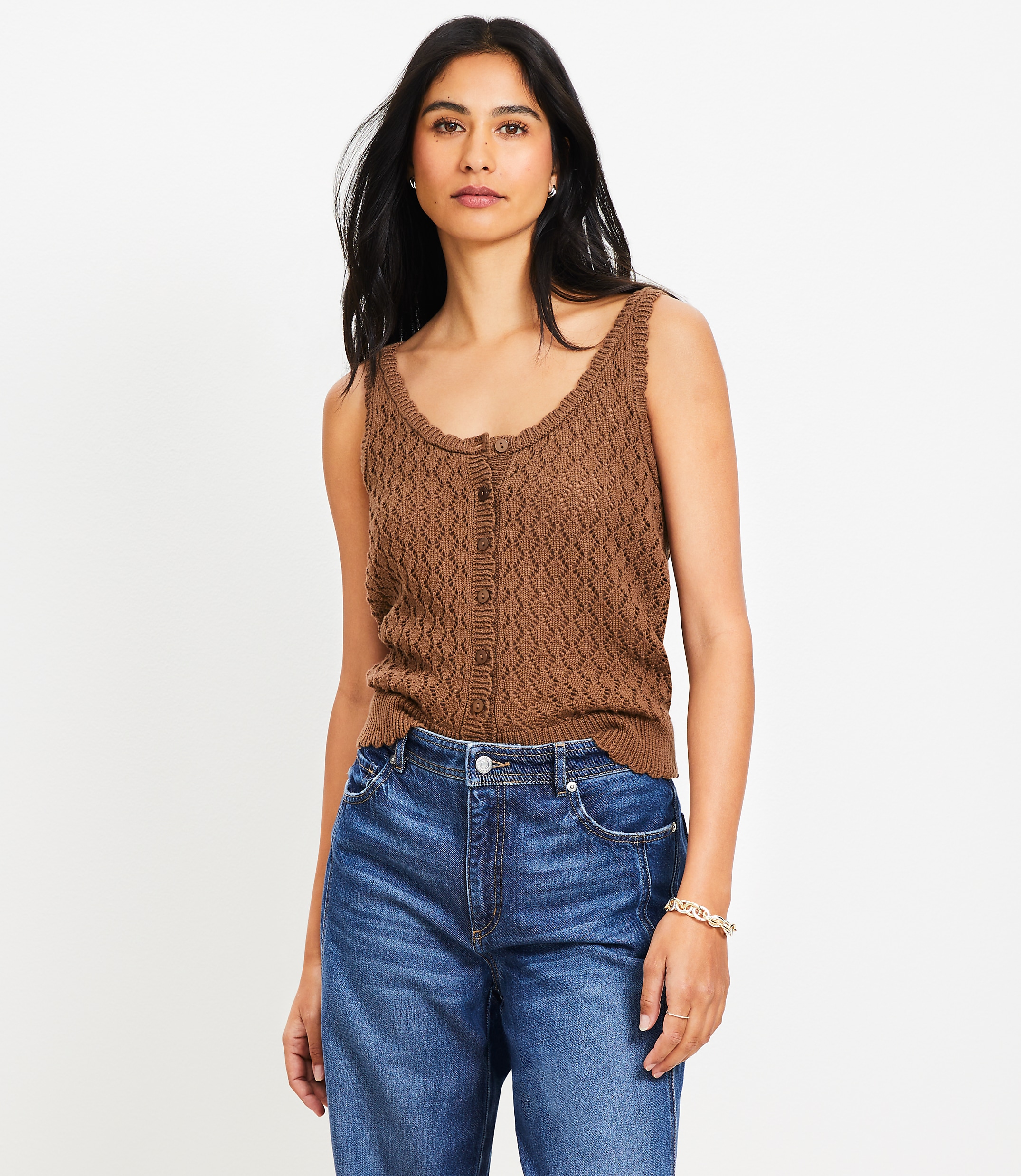 Crochet Button Sweater Tank Top