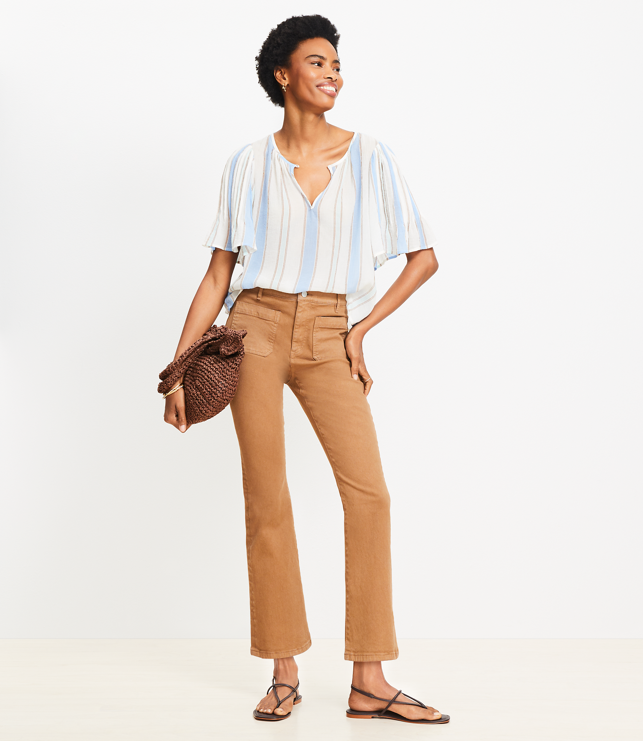 Patch Pocket Kick Crop Jeans
