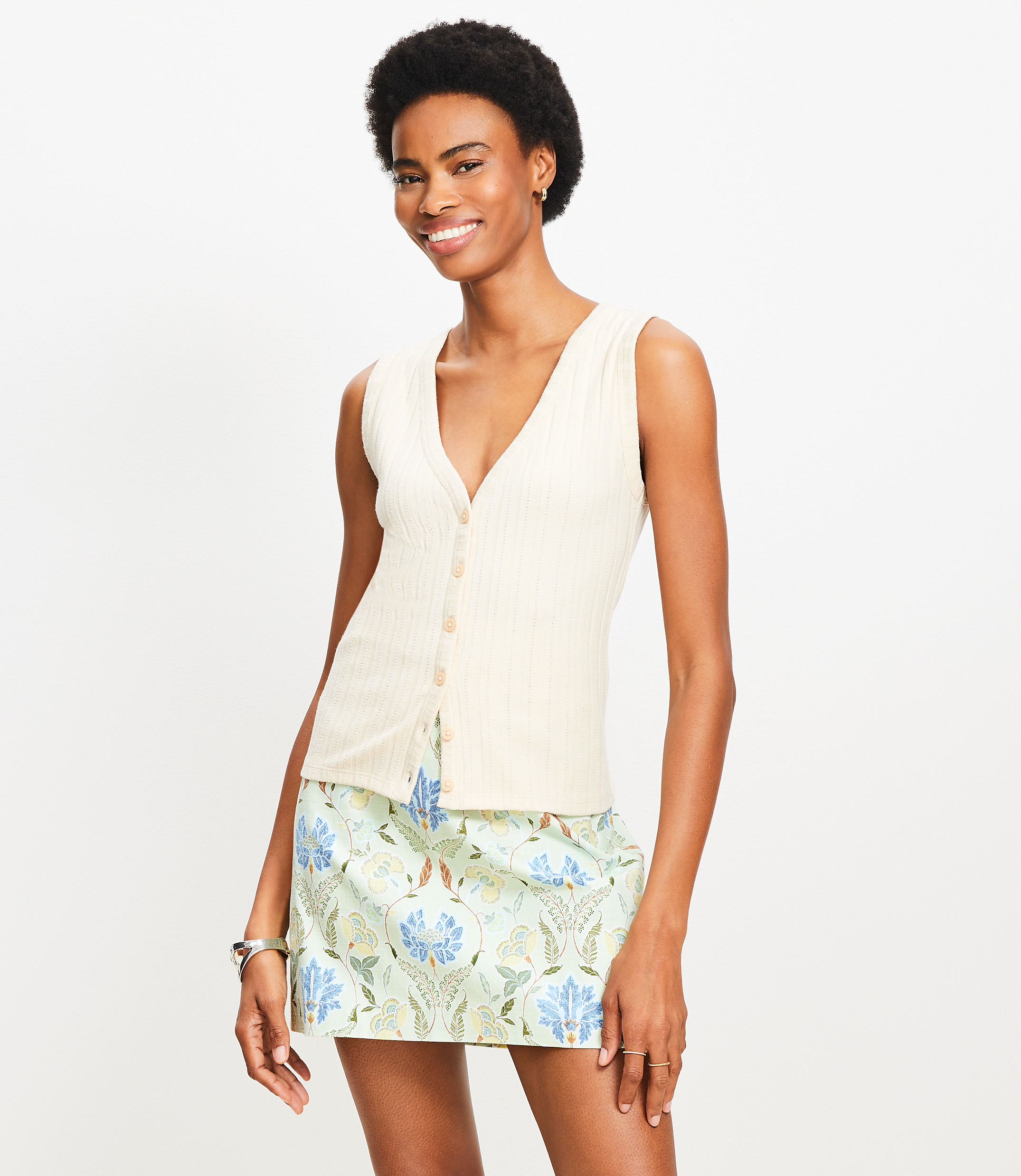 Pointelle Ribbed Vest Top