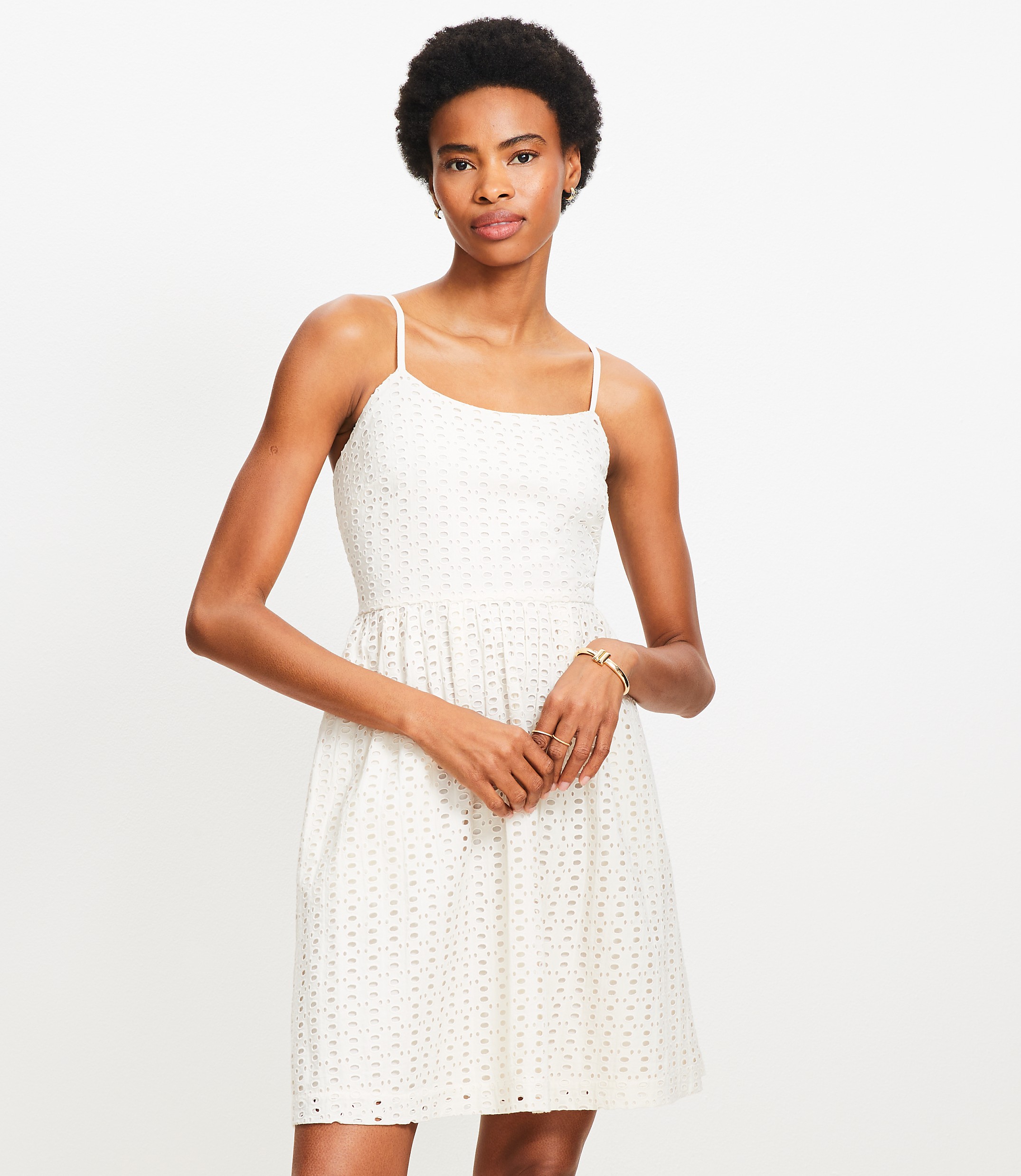 Eyelet Strappy Mini Pocket Dress