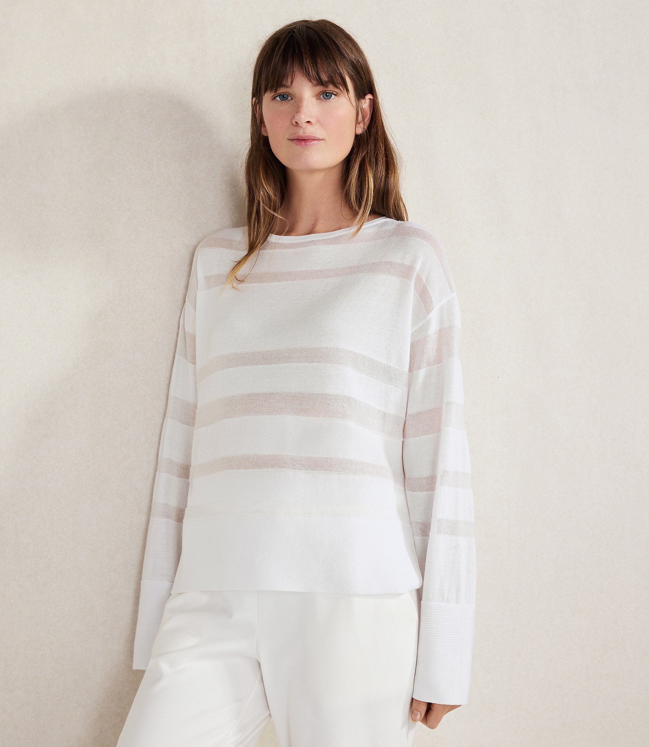 Haven Well Within Organic Cotton Sheer Stripe Bateau Neck Sweater