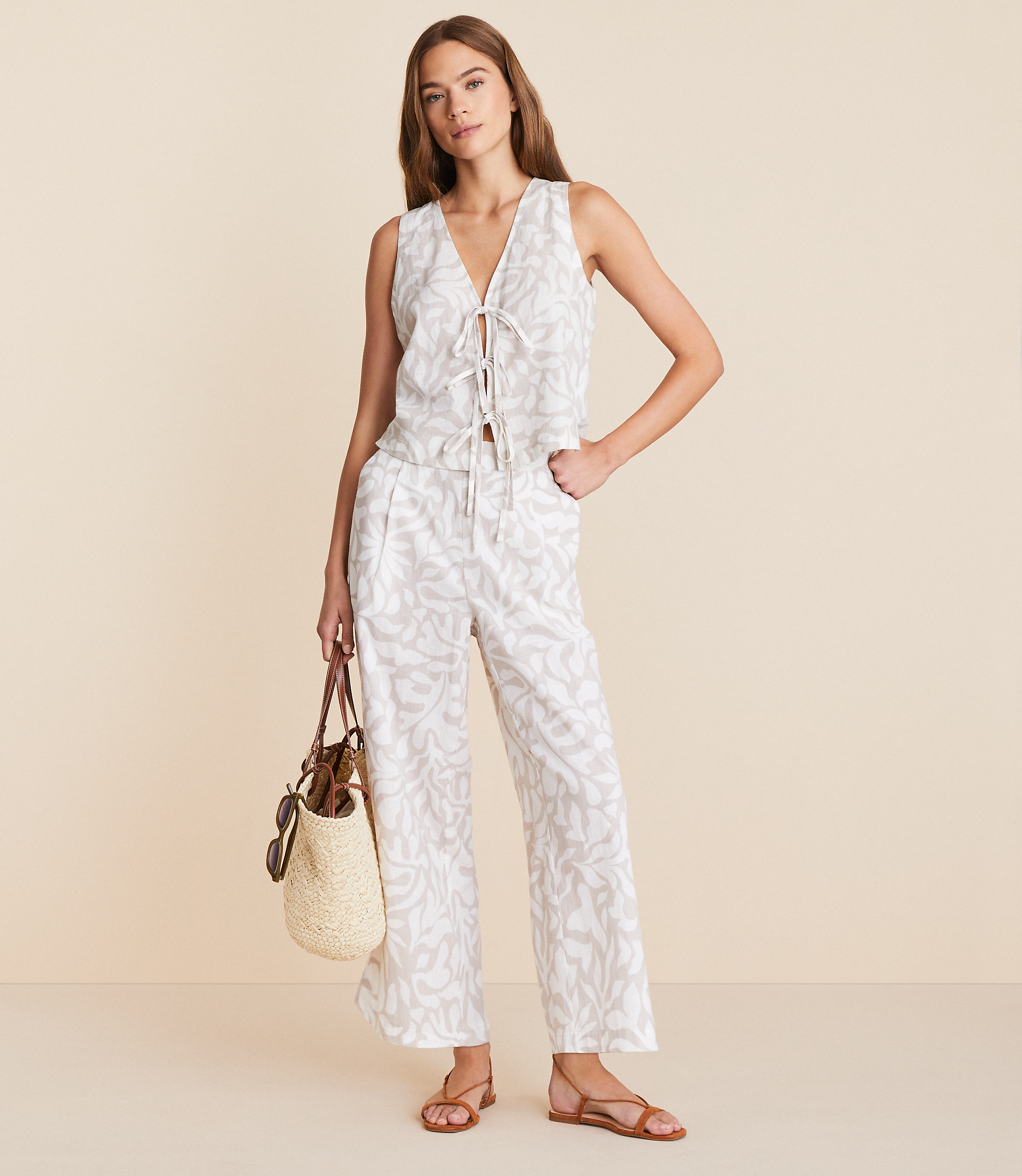 Petite Lou & Grey Jungle Linen Cotton Wide Leg Crop Pants