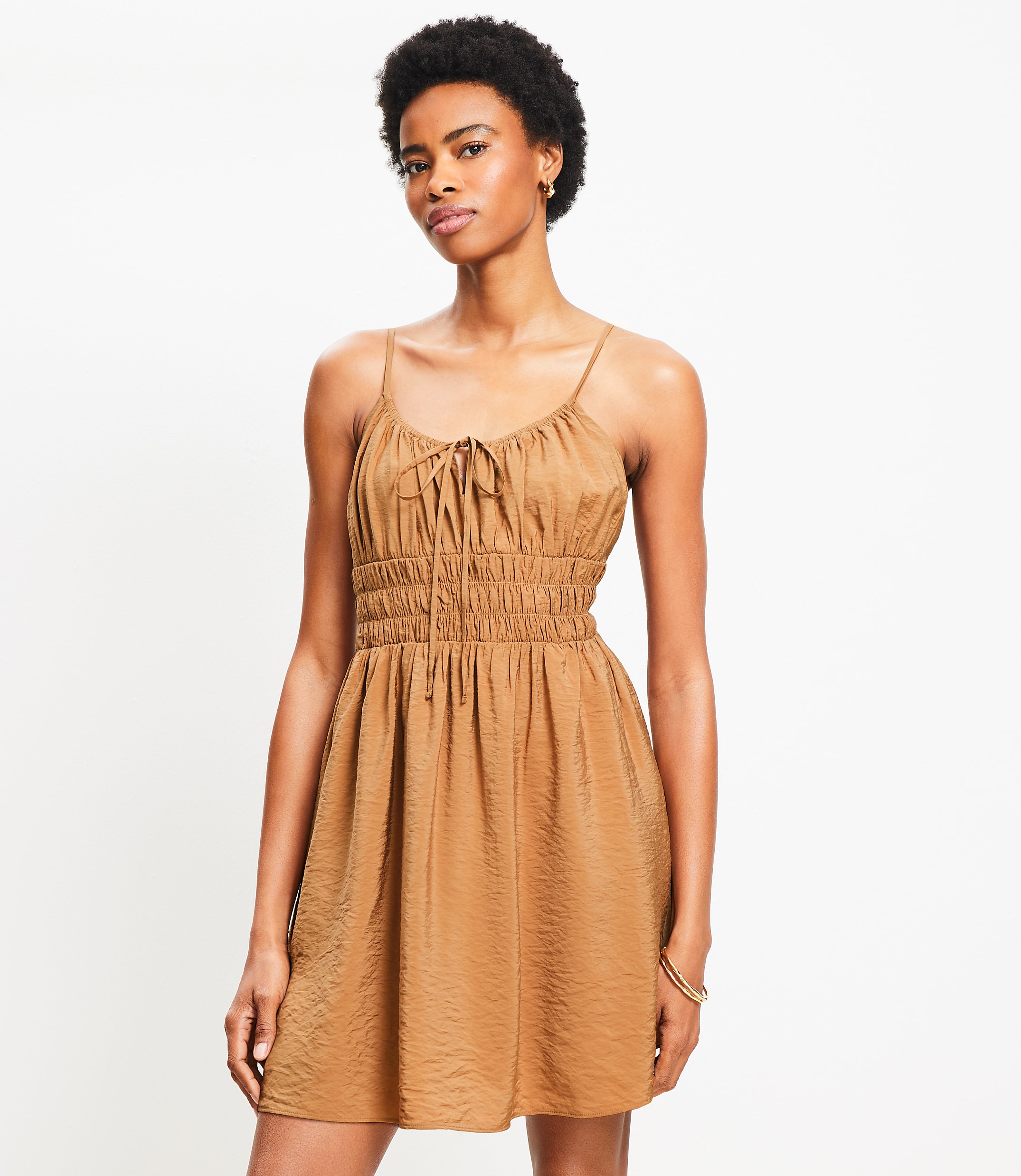 Smocked Strappy Mini Dress