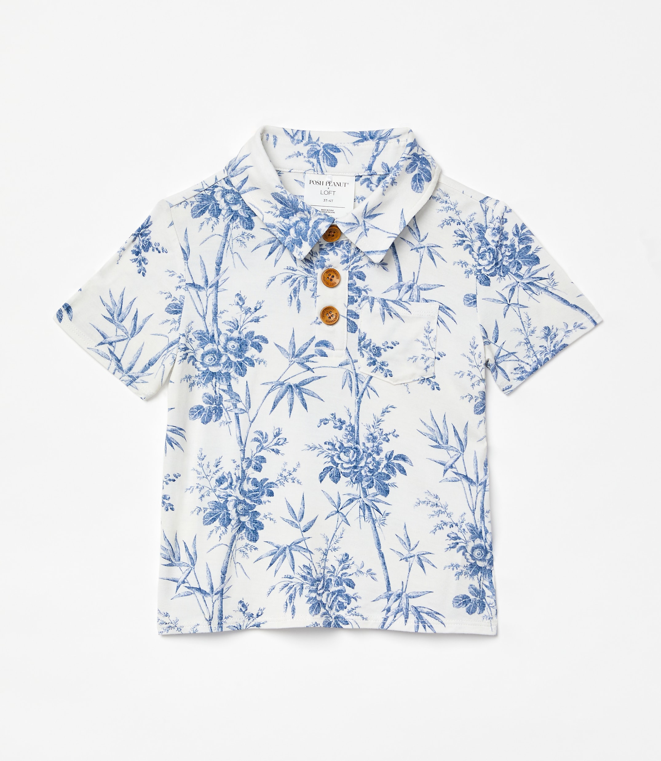 Posh Peanut X LOFT Palm Short Sleeve Collared Henley Top