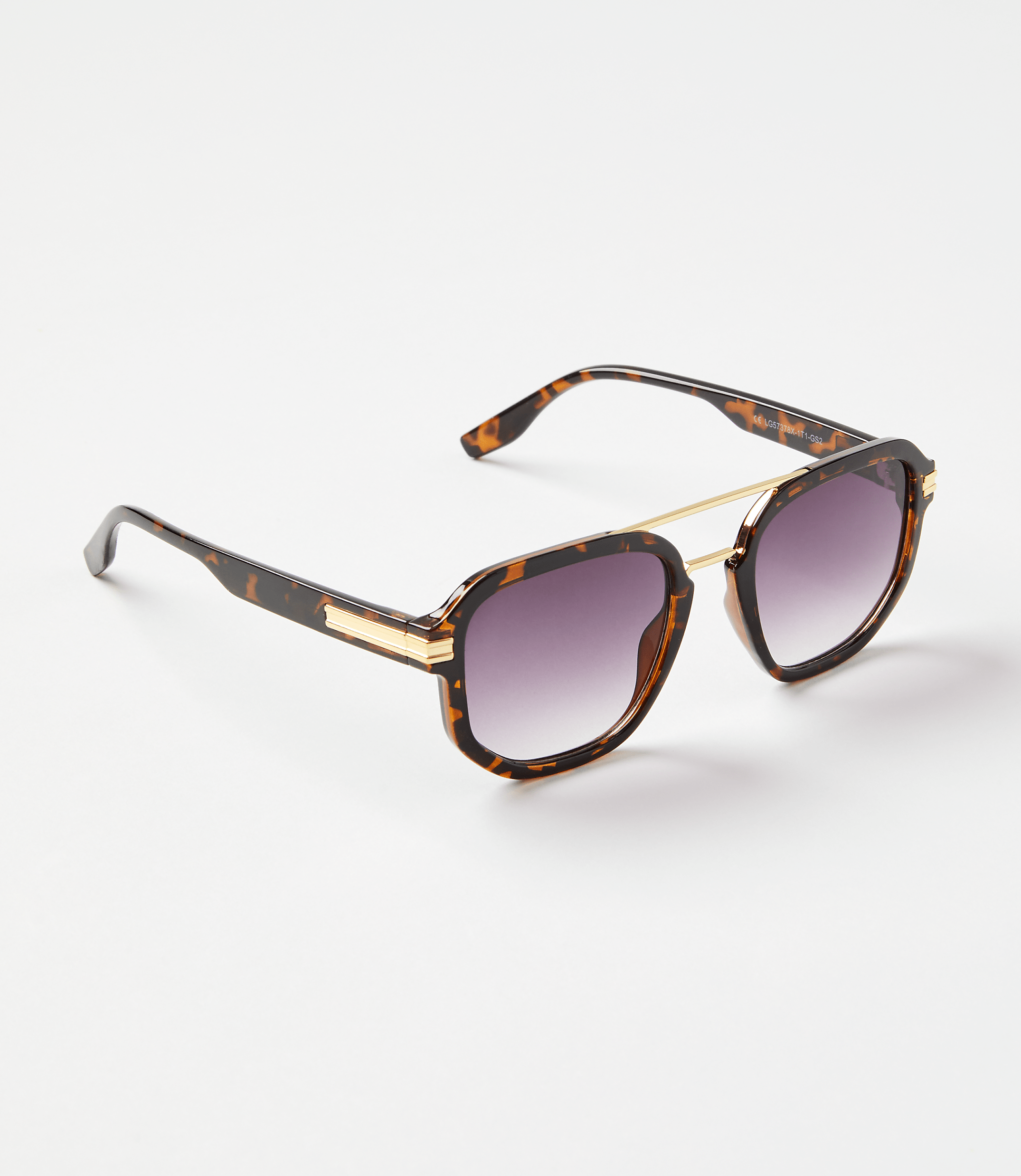 Tortoiseshell Print Modern Aviator Sunglasses