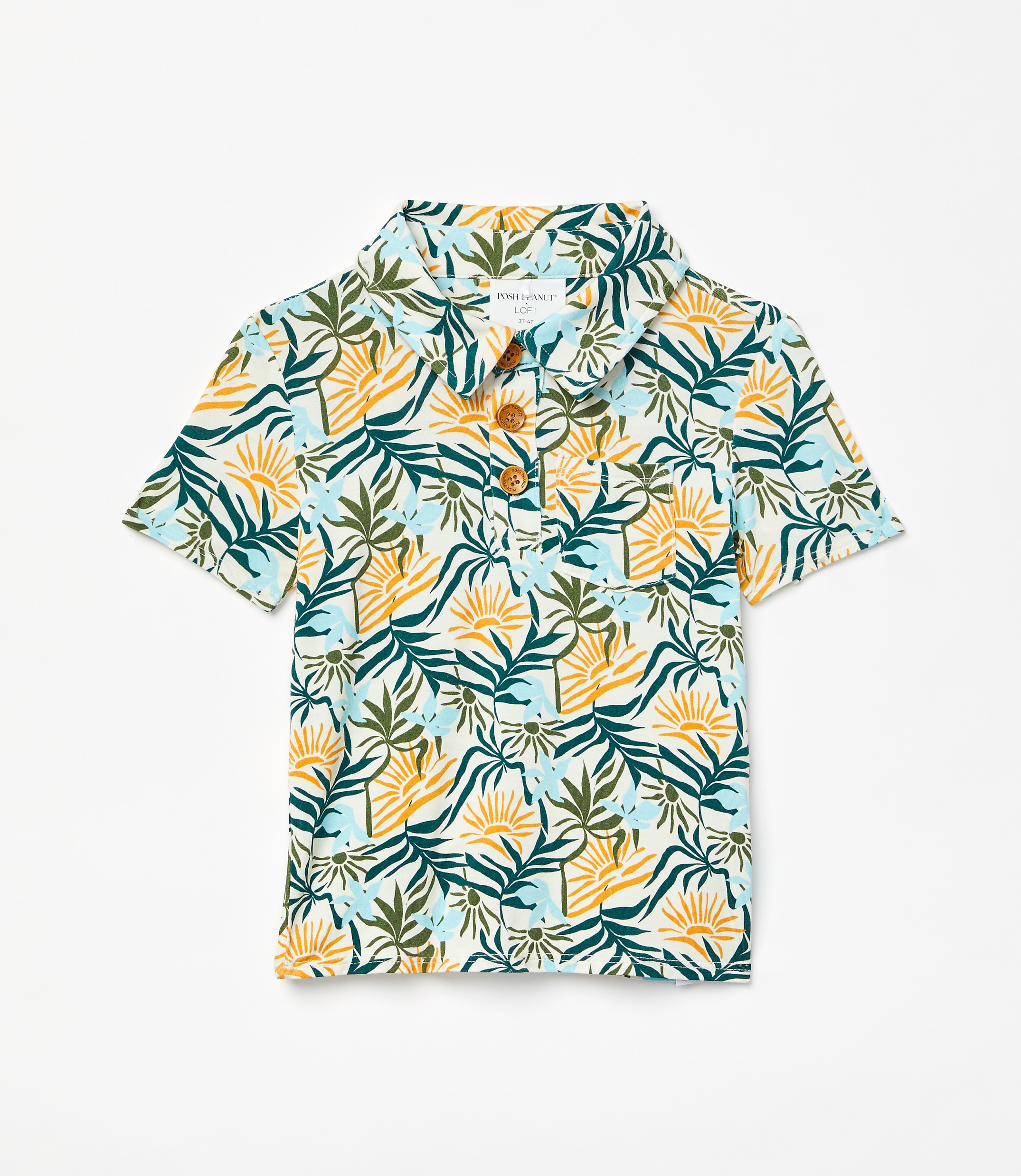 Posh Peanut X LOFT Sunset Short Sleeve Collared Henley Top