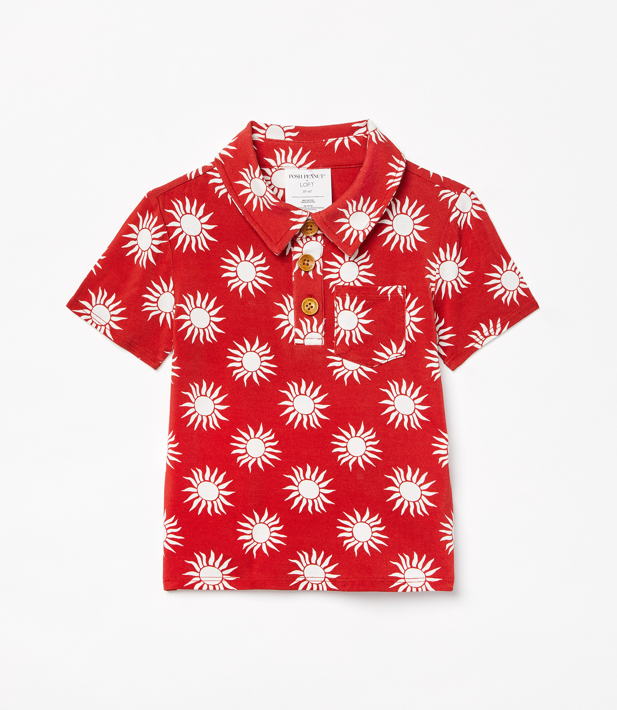 Posh Peanut X LOFT Sunny Short Sleeve Collared Henley Top