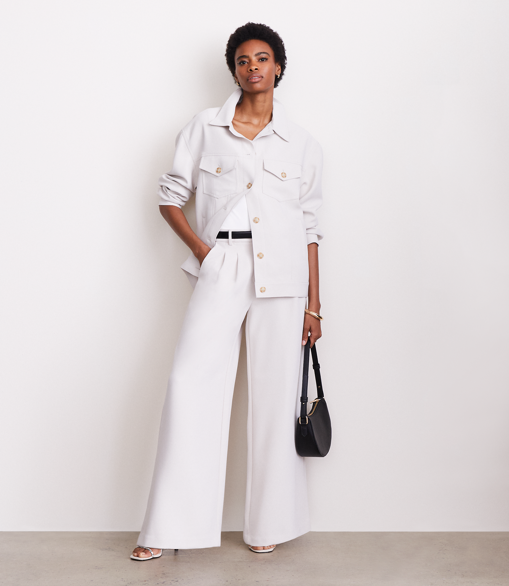LOFT Versa Crepe Drape Trucker Jacket