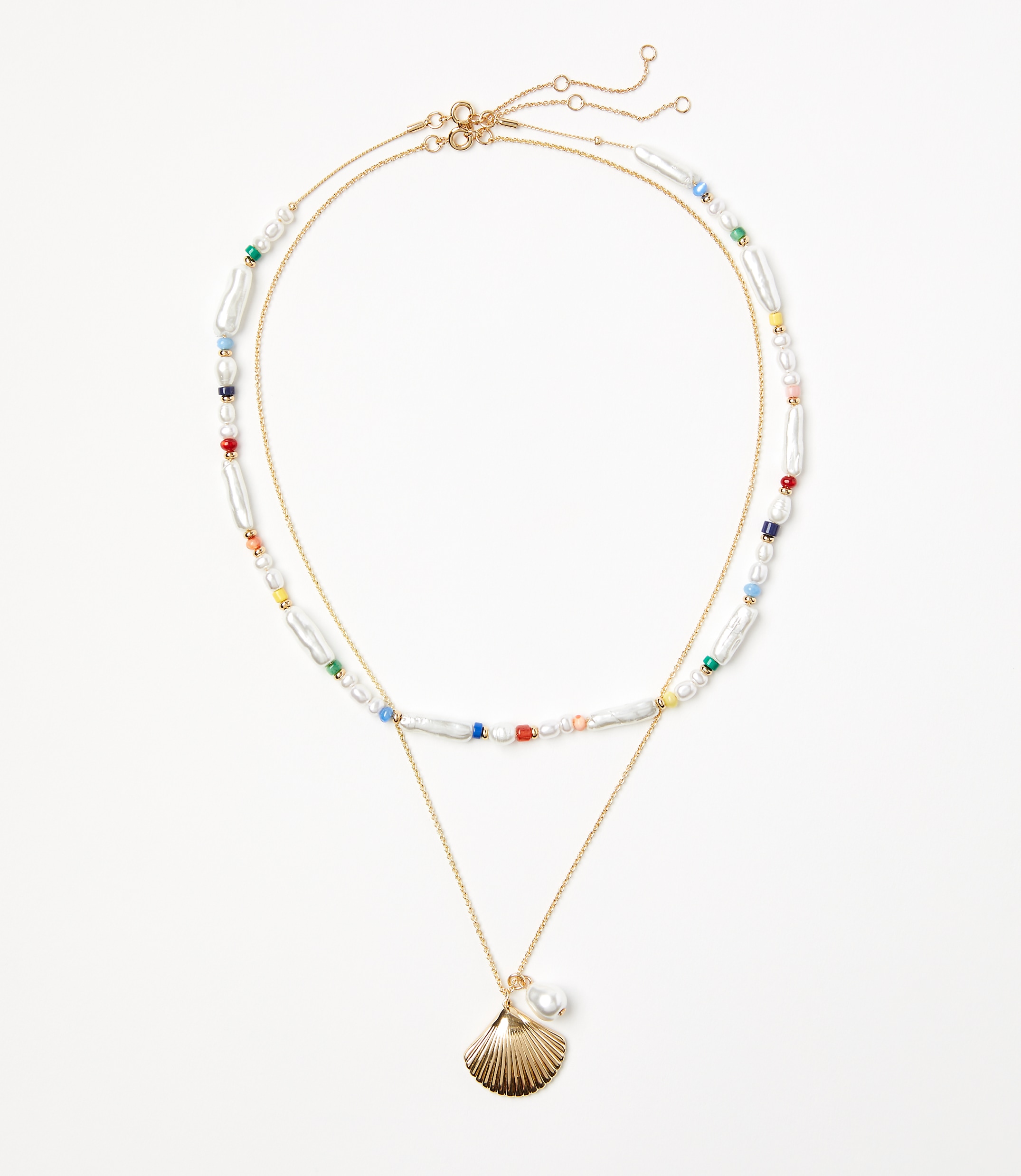 Pearlized Layered Coin Necklace