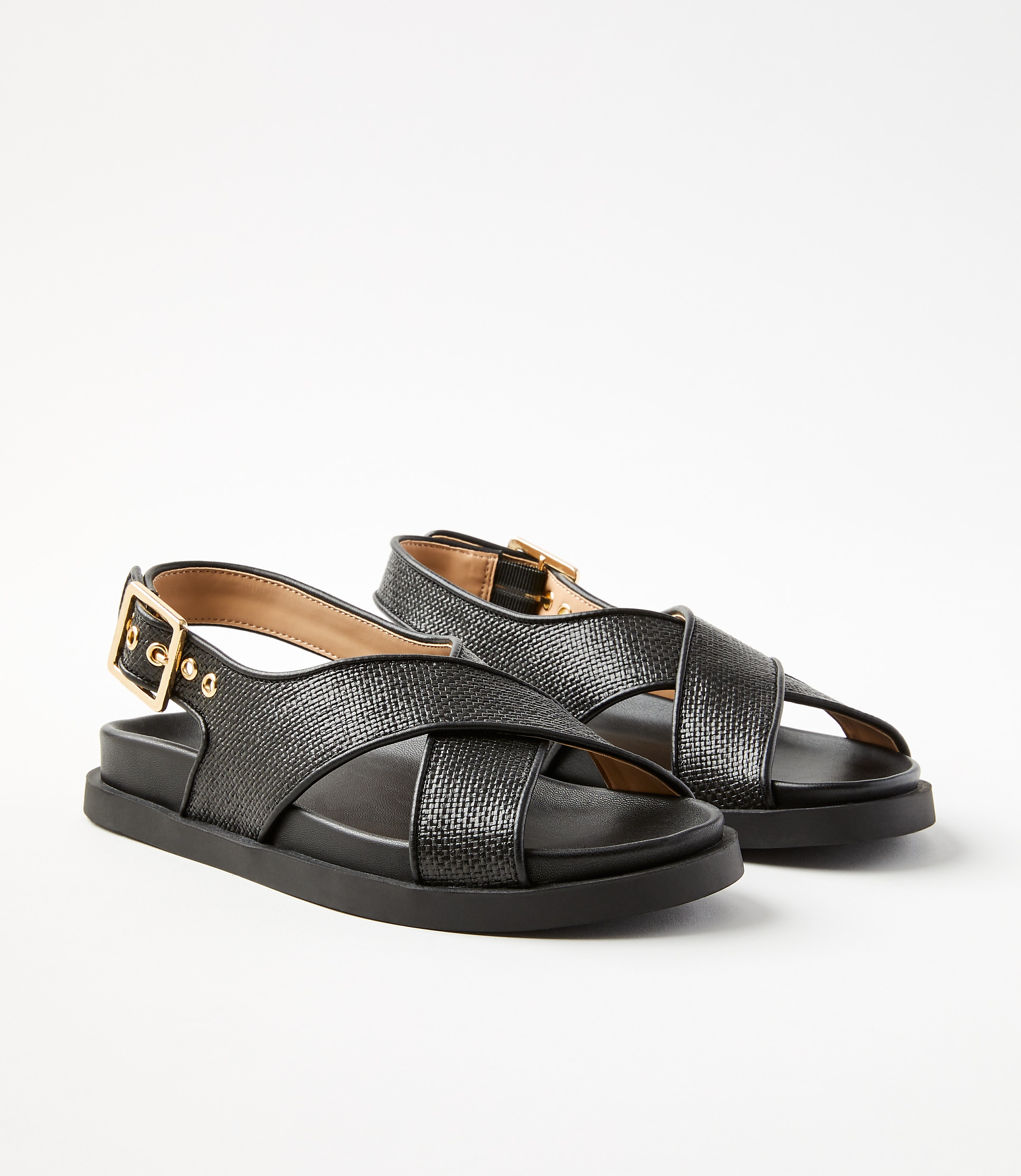 Straw Cross Strap Molded Sandals