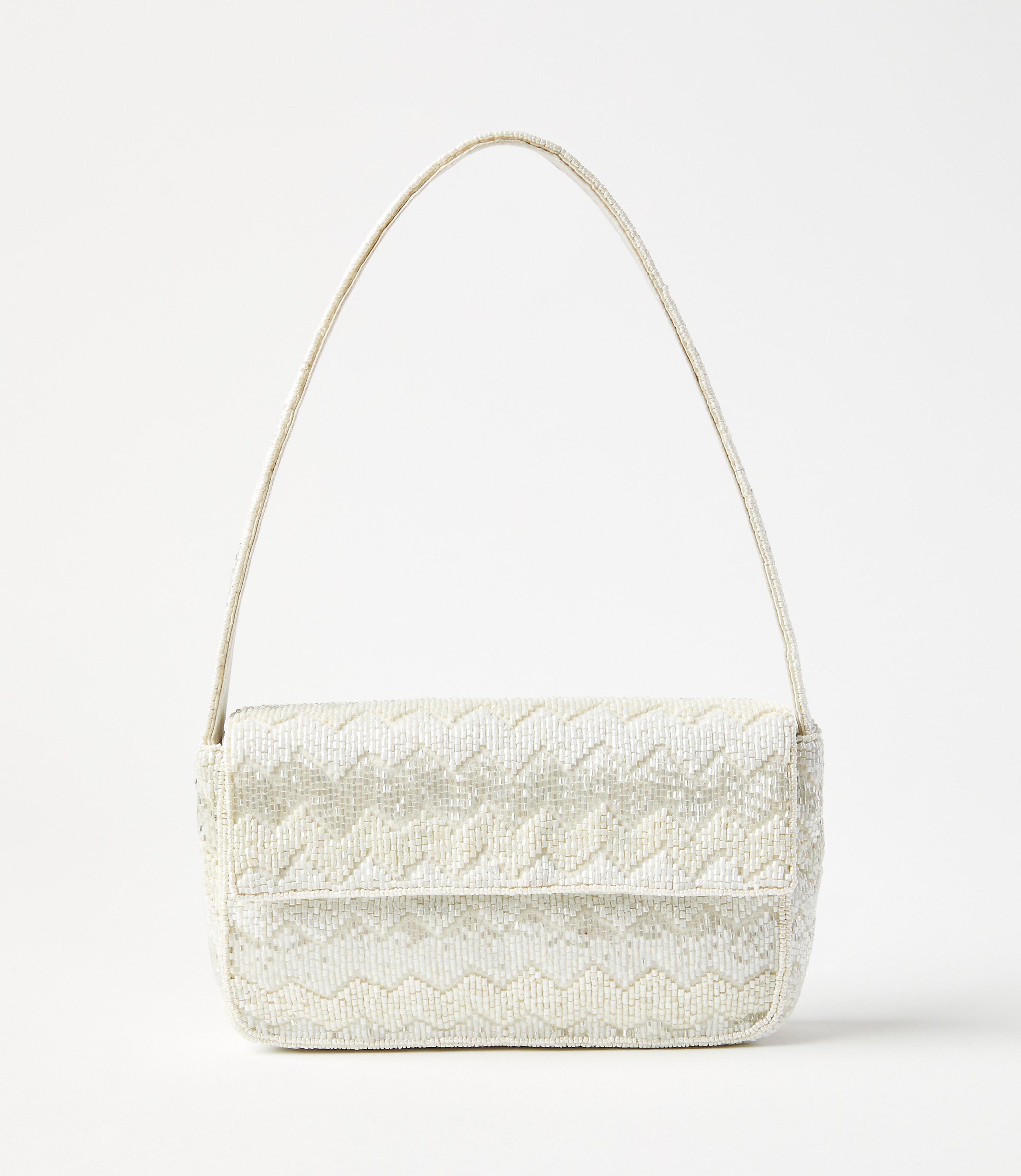 Chevron Beaded Shoulder Bag