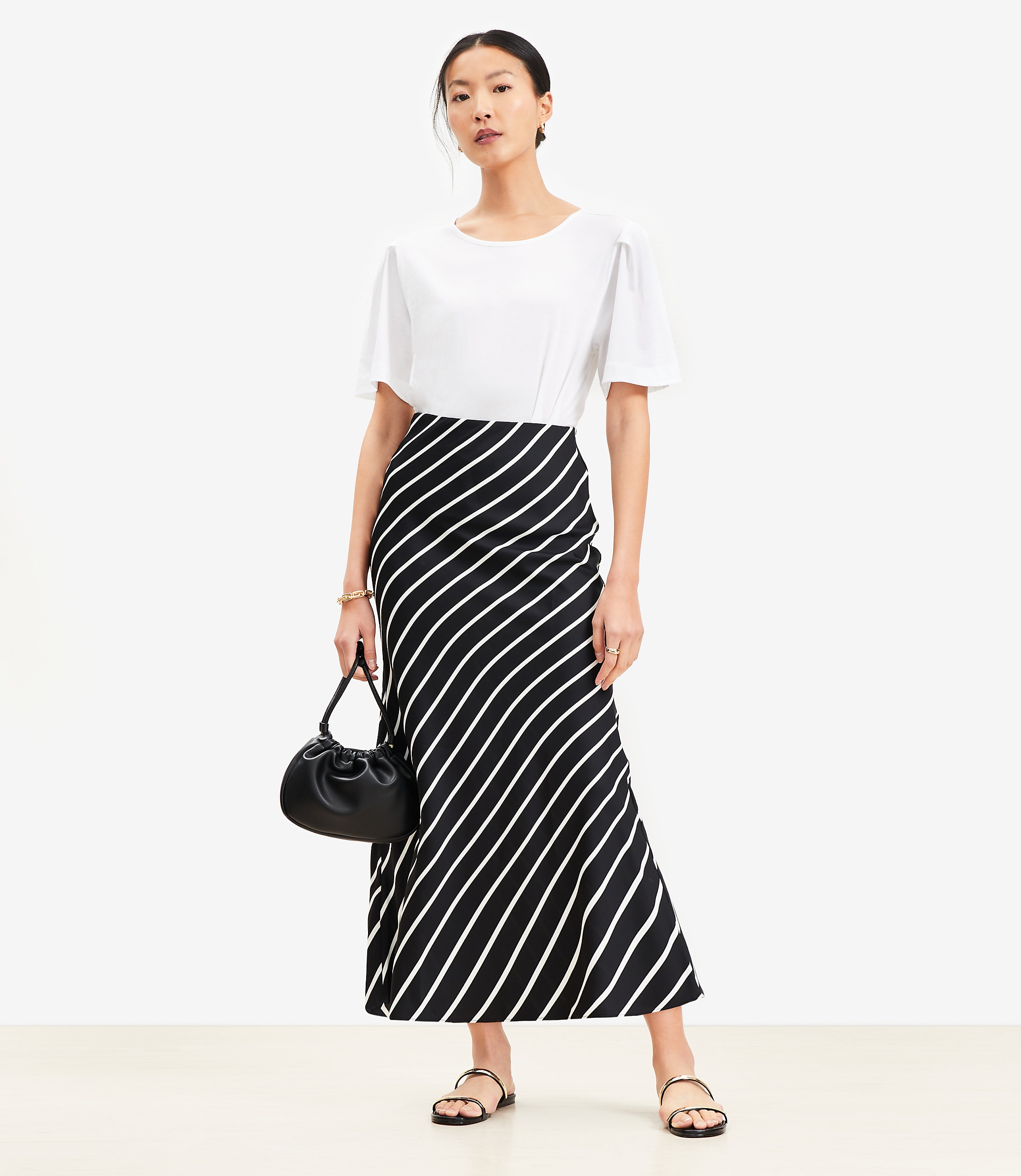 Petite Striped Bias Maxi Skirt