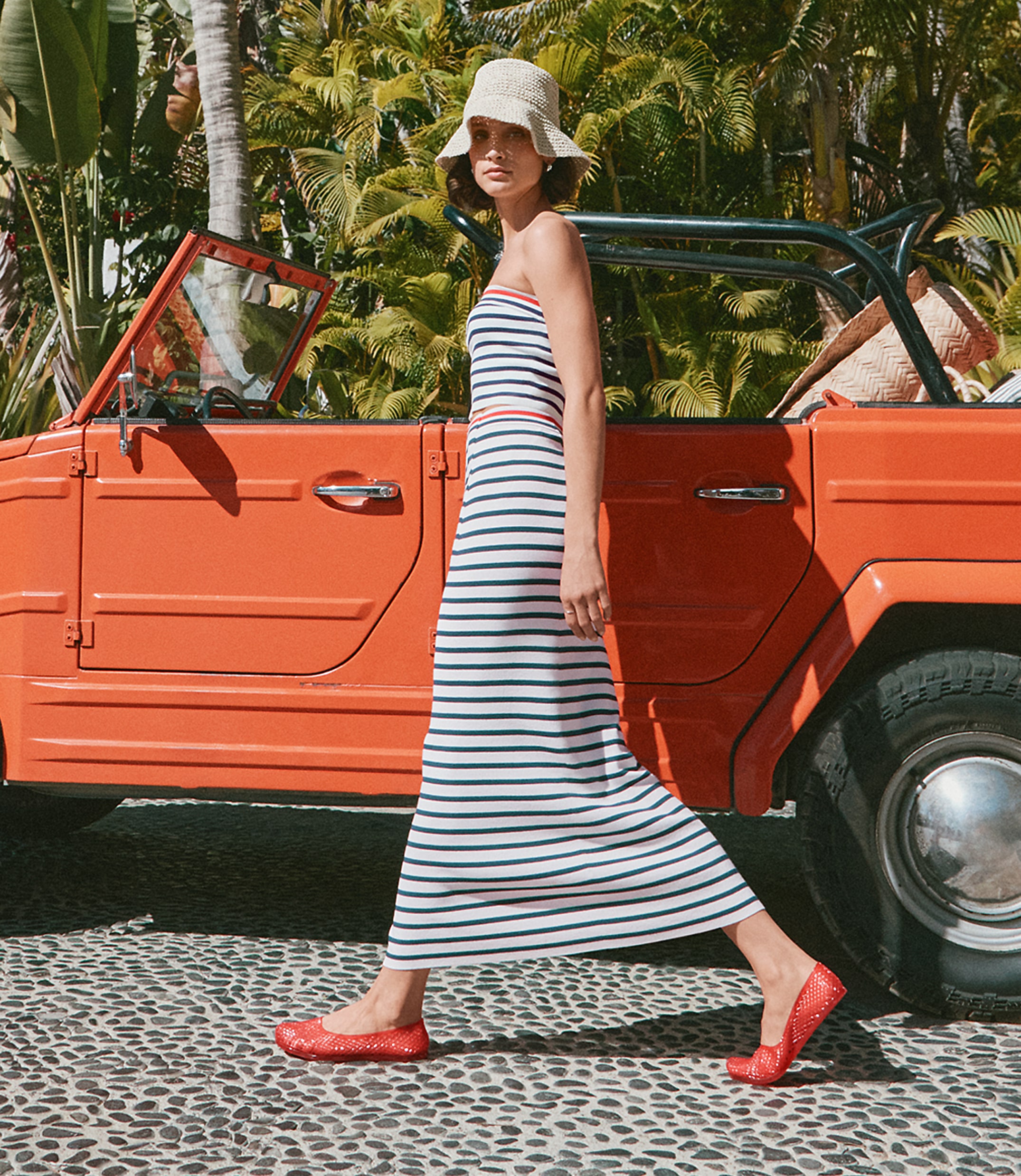 Stripe Ribbed Strapless Sweater