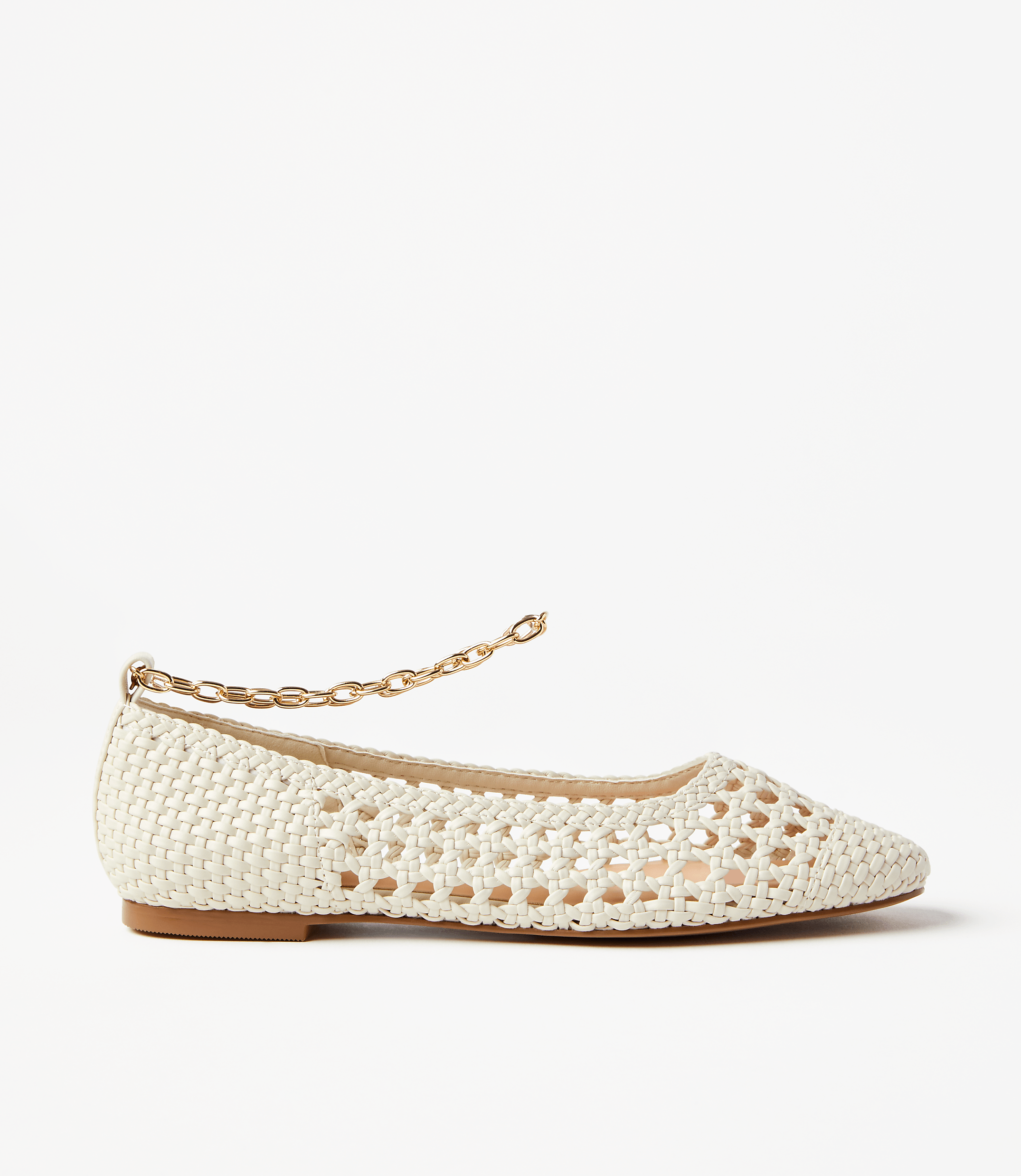 Crochet Chain Ankle Strap Ballet Flats