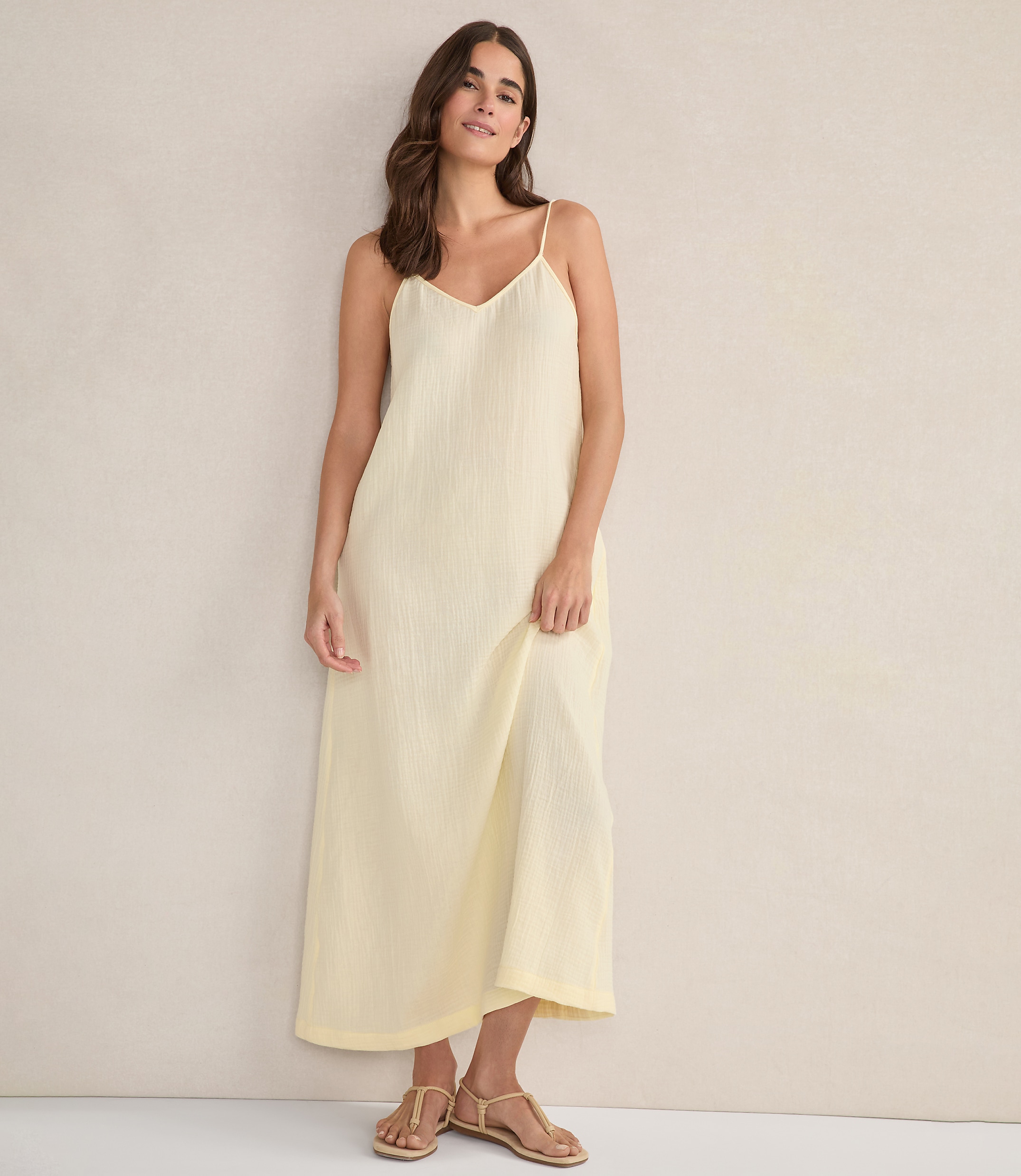 Haven Well Within Organic Cotton Gauze V-Neck Midi Dress