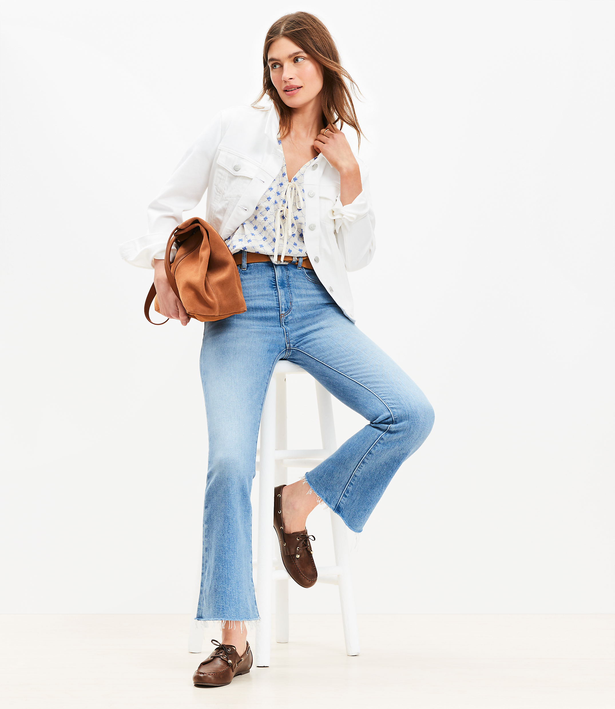 Petite Fresh Cut High Rise Kick Crop Jeans in Authentic Light Indigo Wash