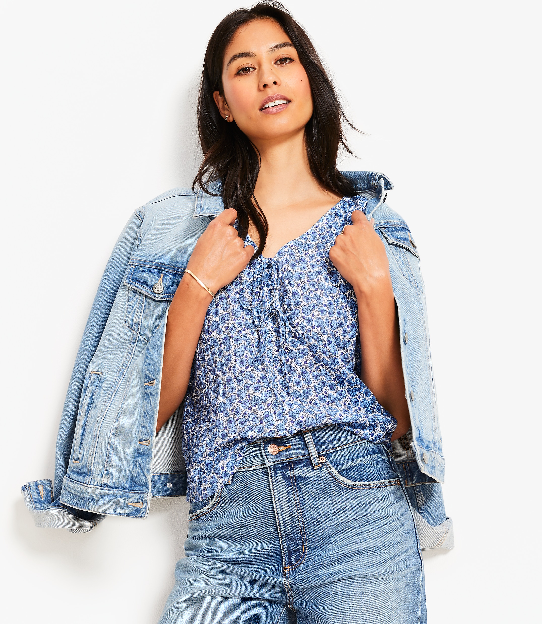 Petite Floral Bow Blouse