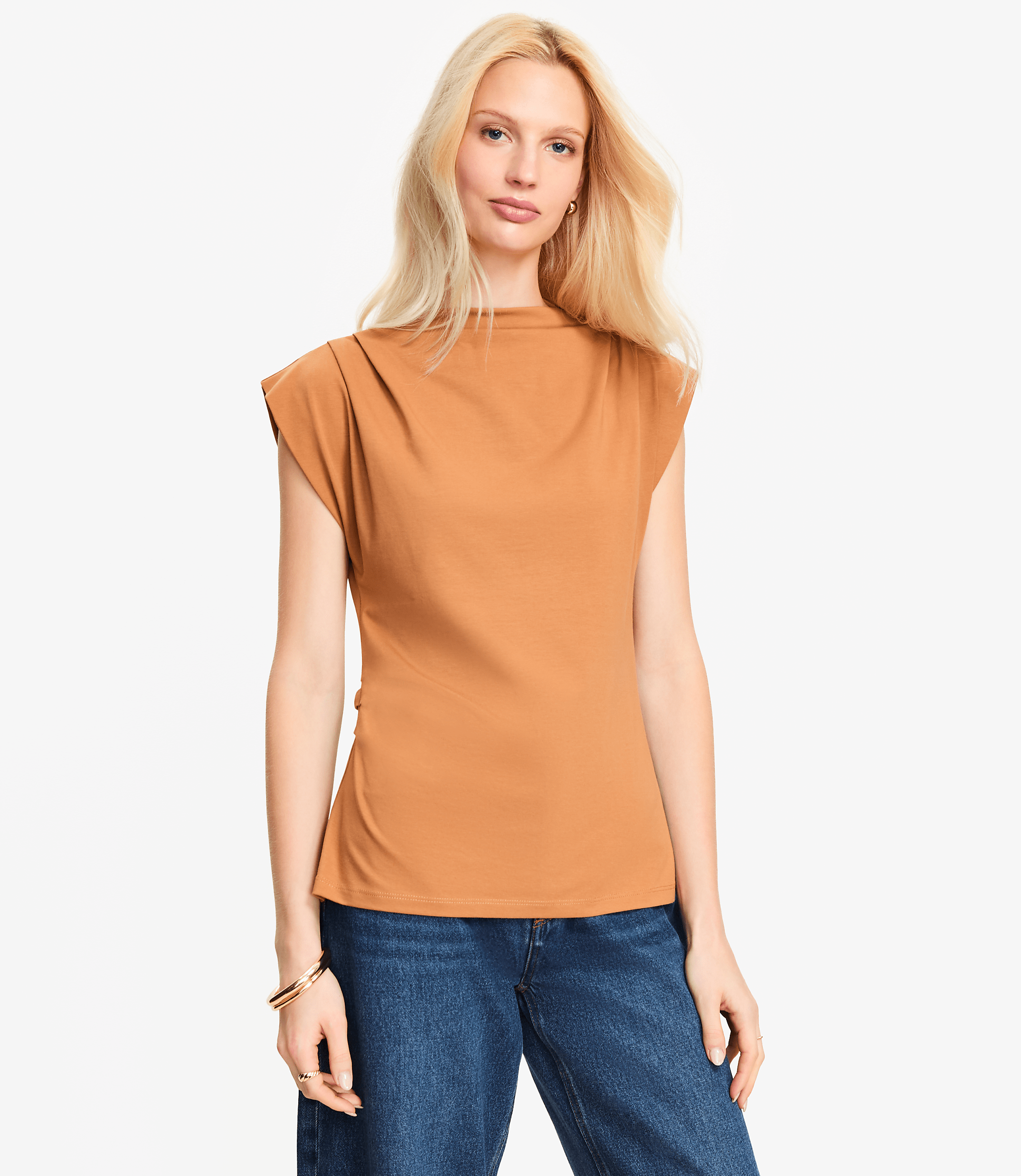 Pleated Side Slit Top