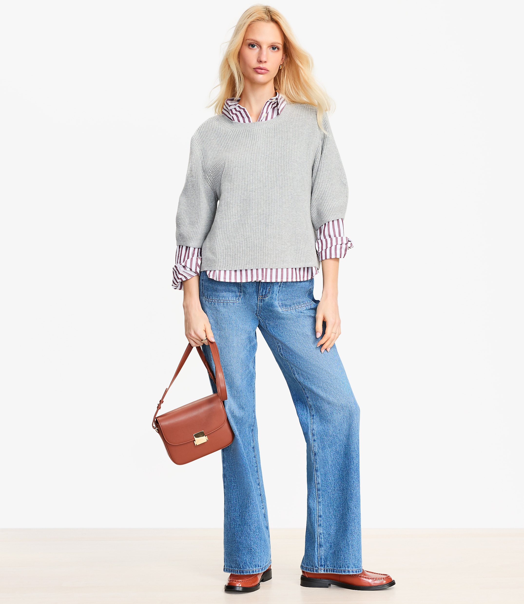Petite Heathered Relaxed Sweater Tee