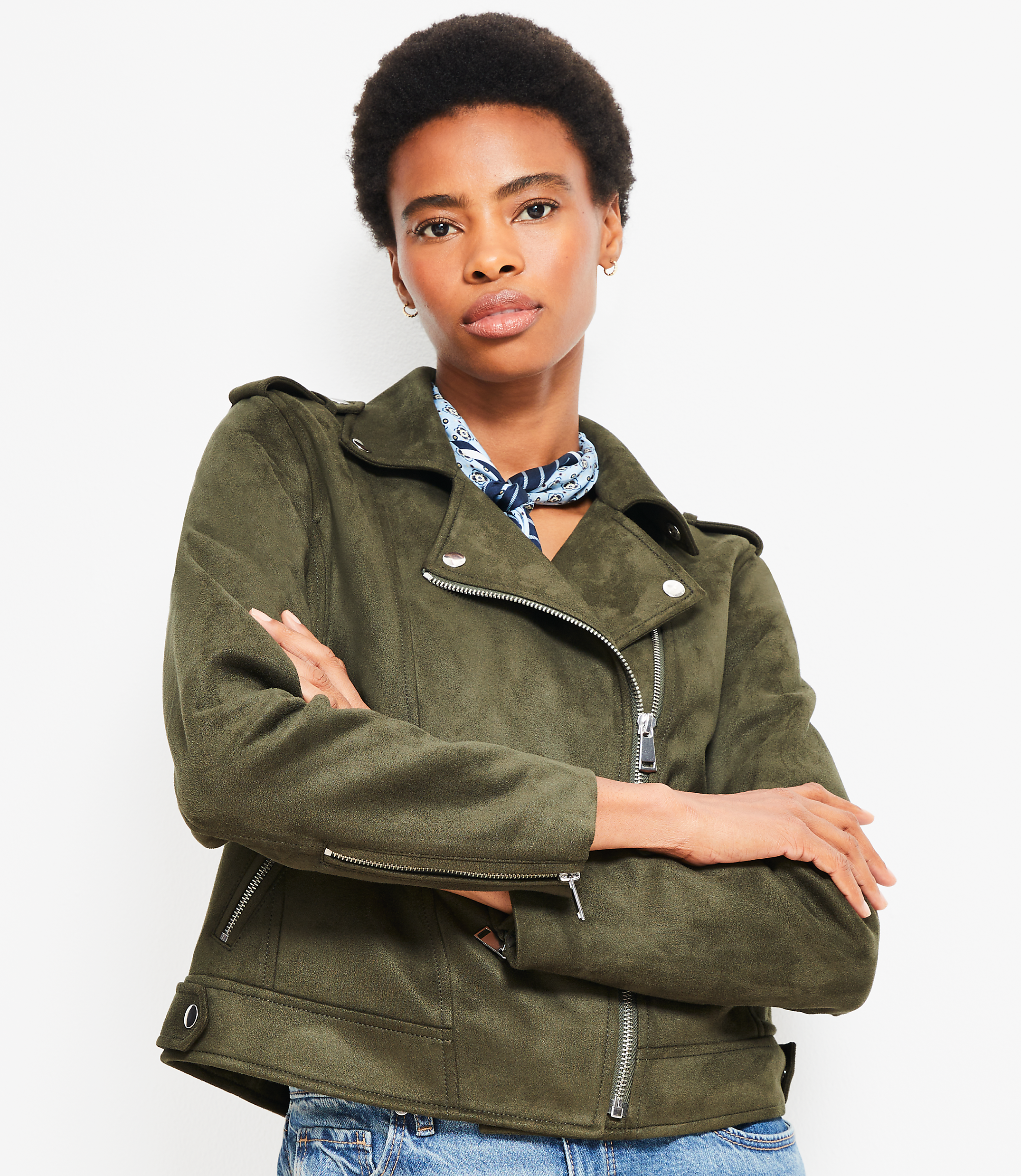 Faux Suede Moto Jacket