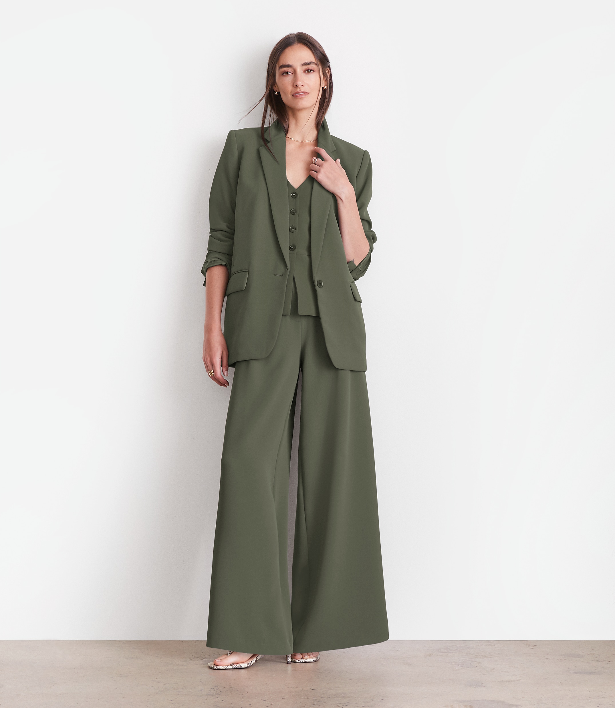 Petite LOFT Versa Crepe Drape Relaxed Blazer