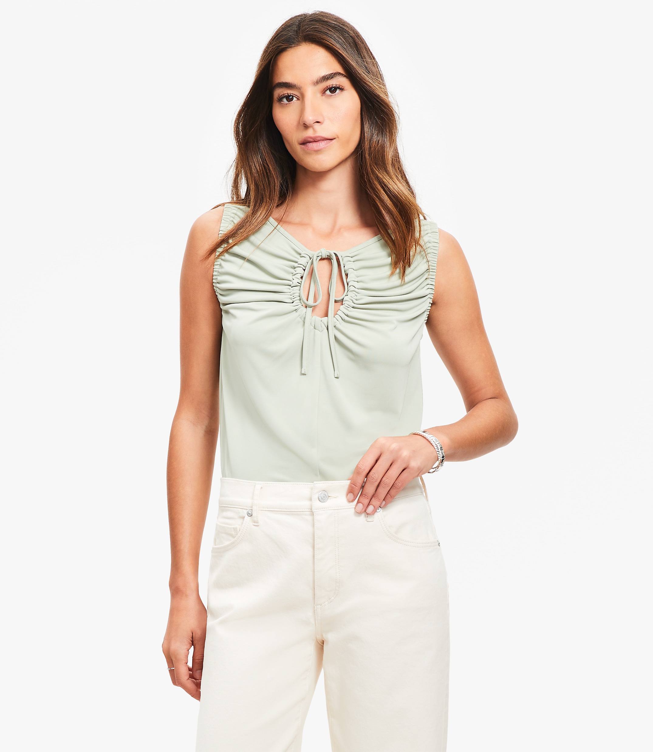 Petite Tie Keyhole Top