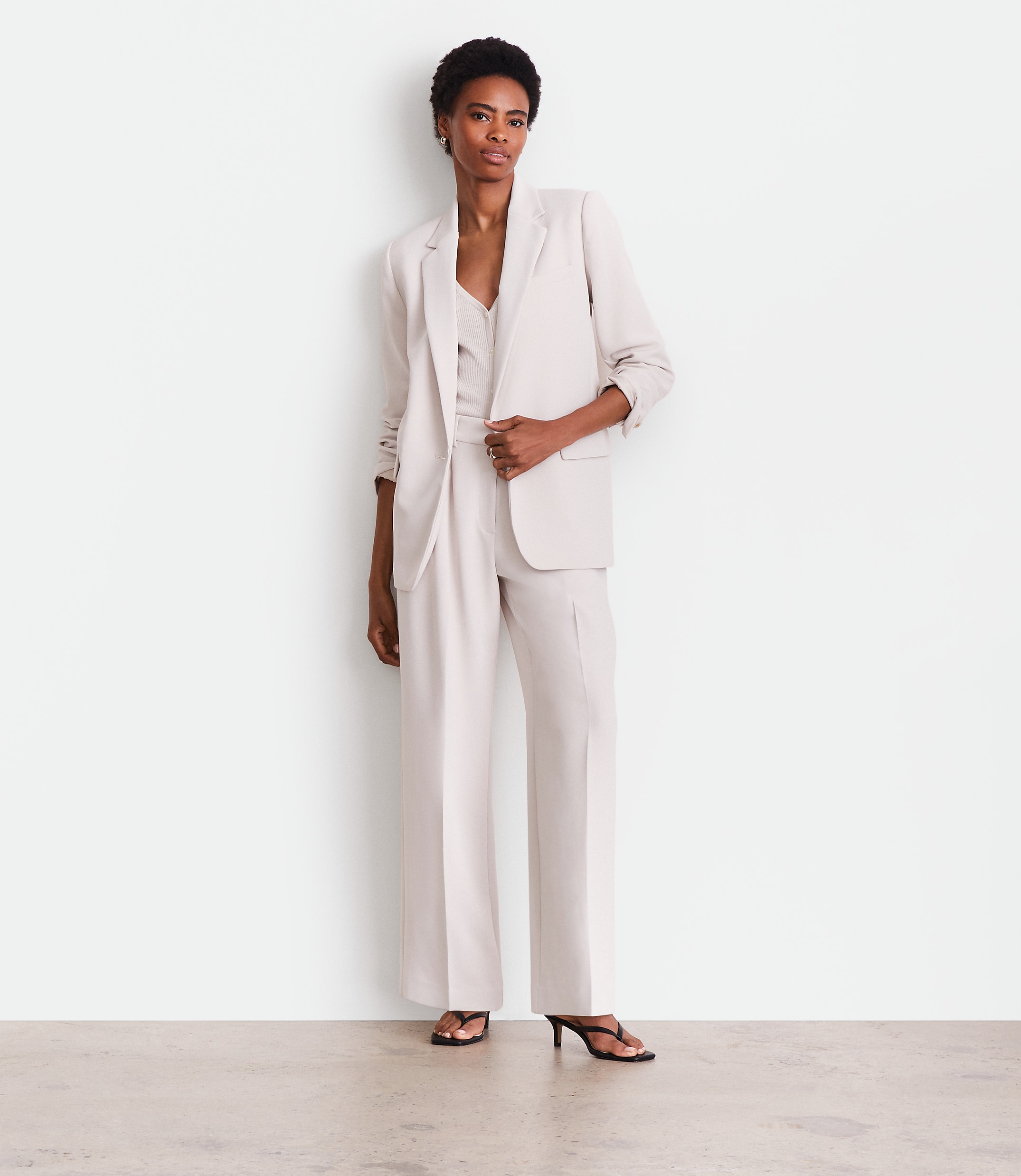 Petite LOFT Versa Crepe Drape Relaxed Blazer