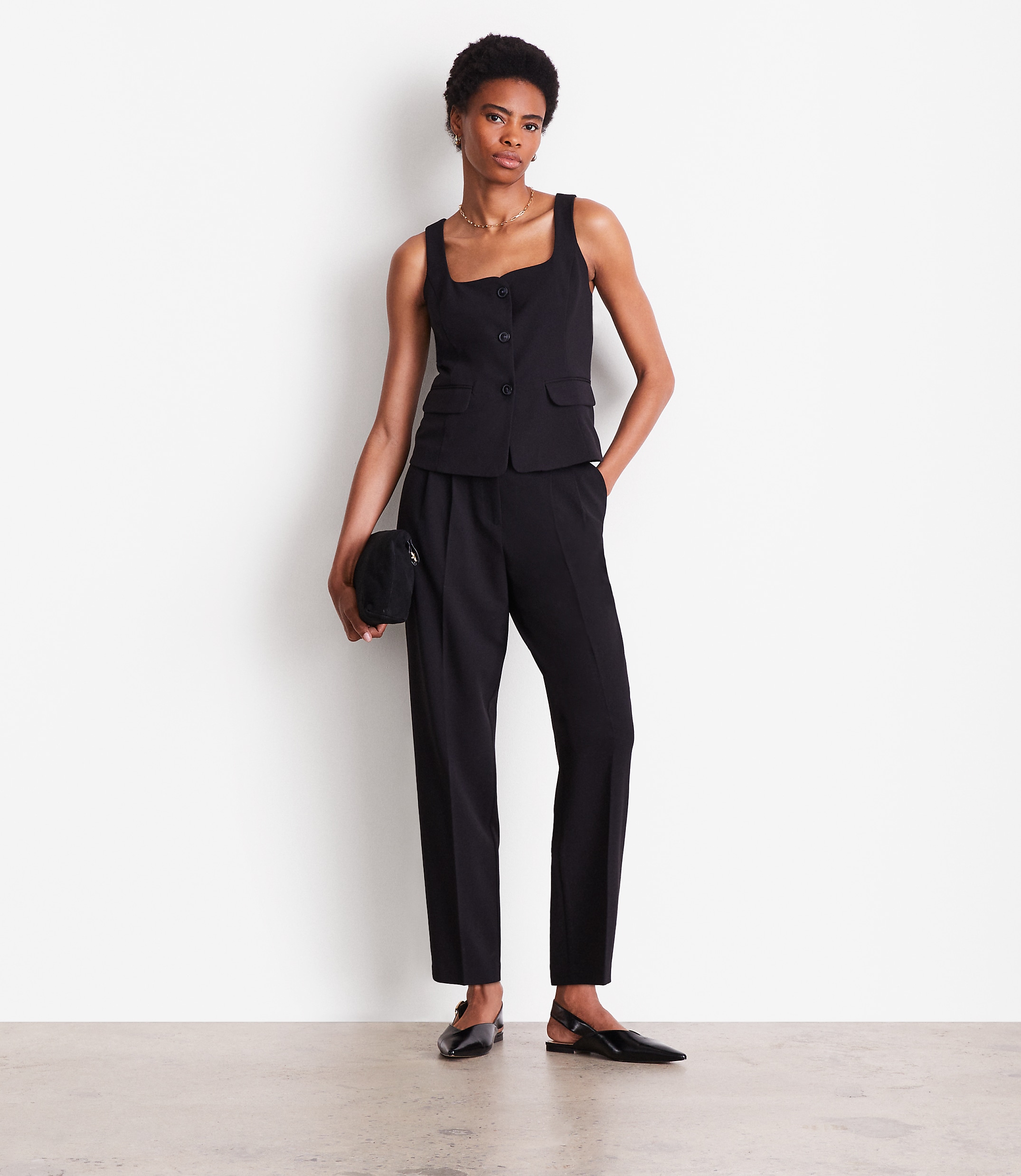 Petite LOFT Versa Seasonless Pleated Tapered Pants