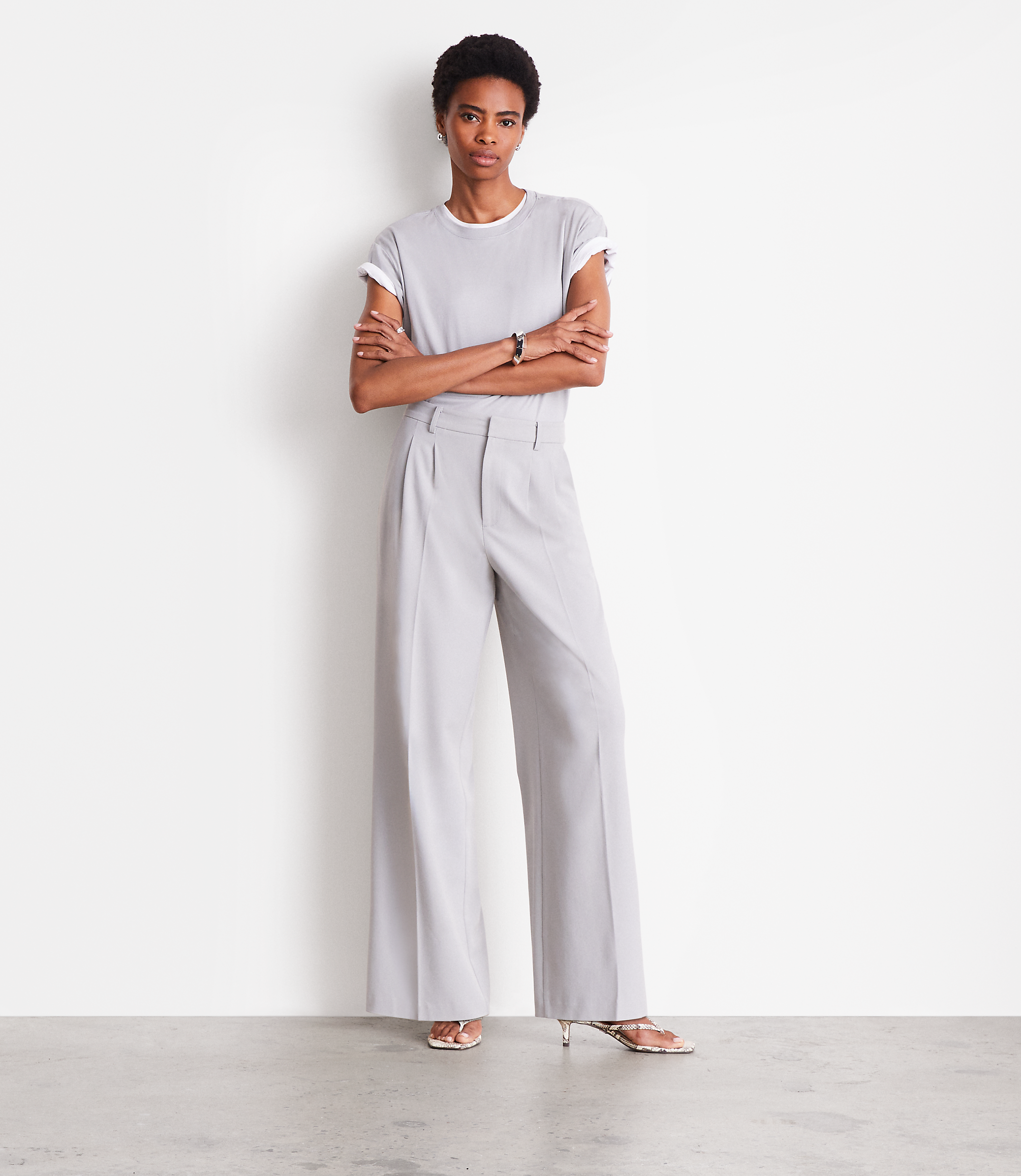LOFT Versa Seasonless Stretch Double Pleat Wide Leg Pants