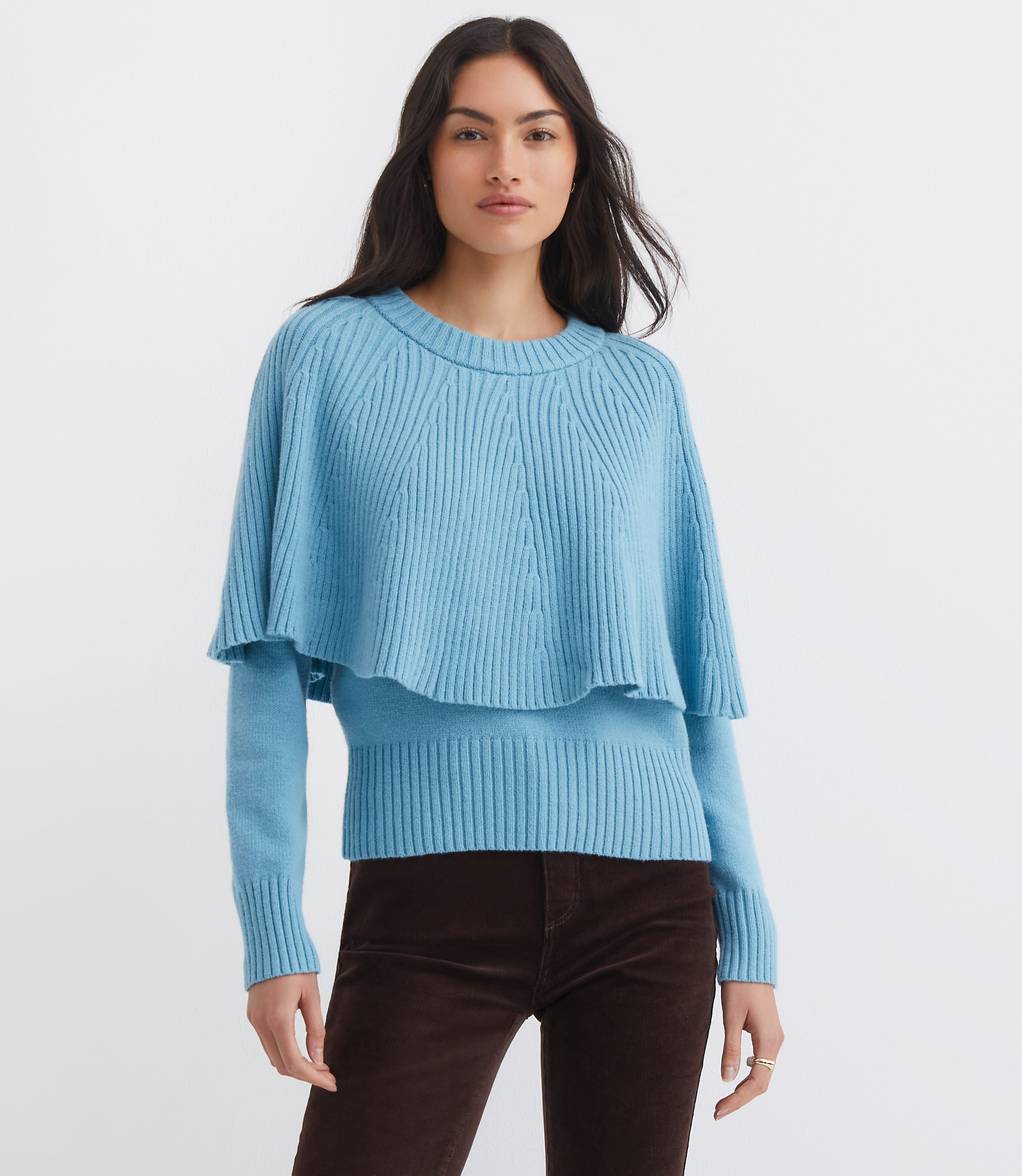 Ribbed Cape Sweater