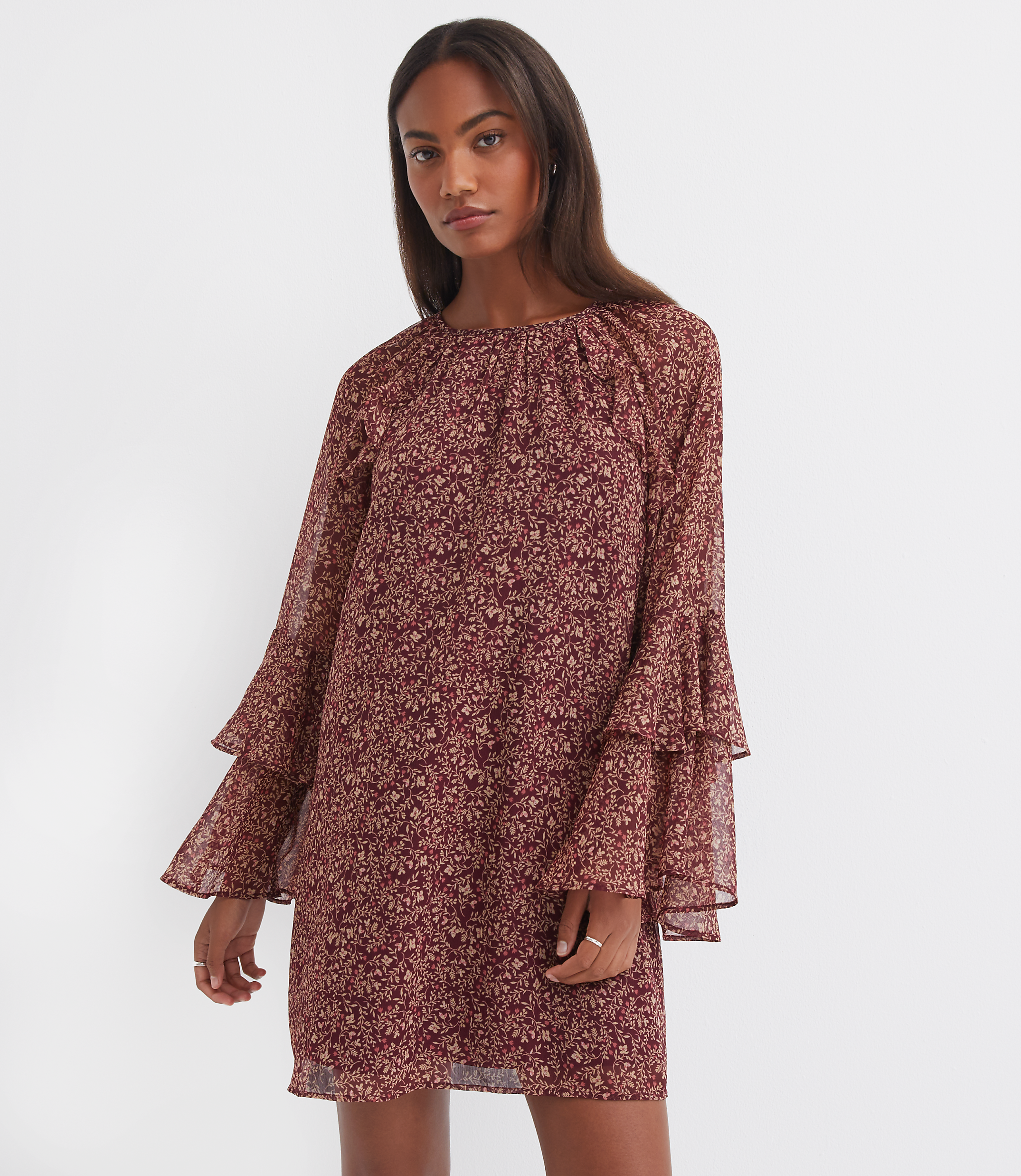 Petite Floral Ruffle Mini Dress