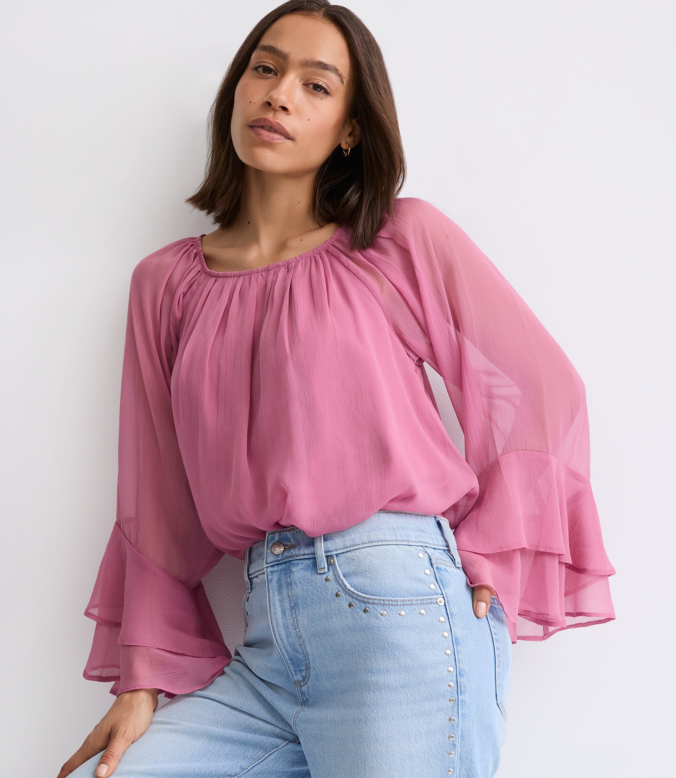 Tiered Ruffle Sleeve Blouse