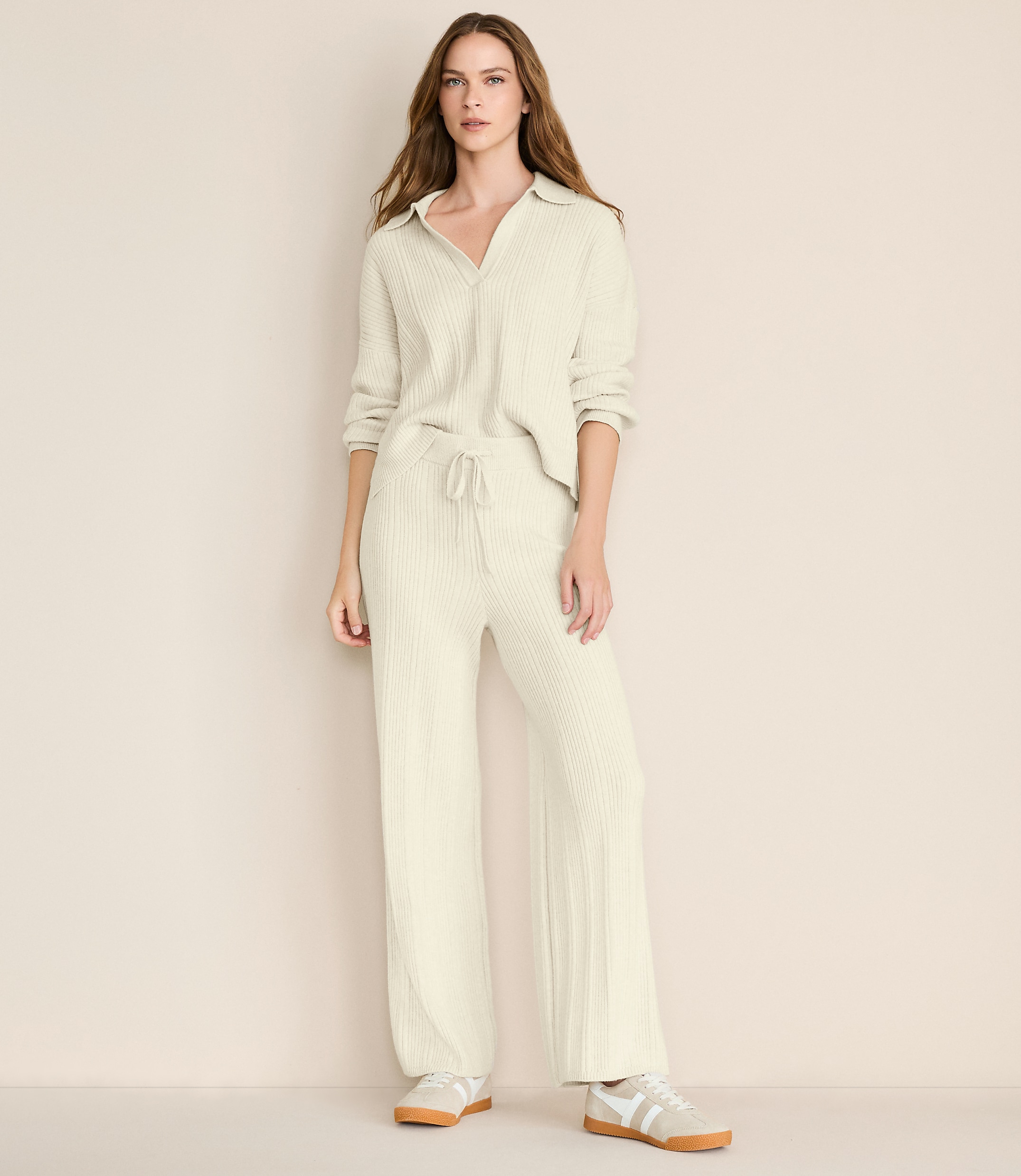 Lou & Grey Heathered Ribbed Wide Leg Sweater Pants