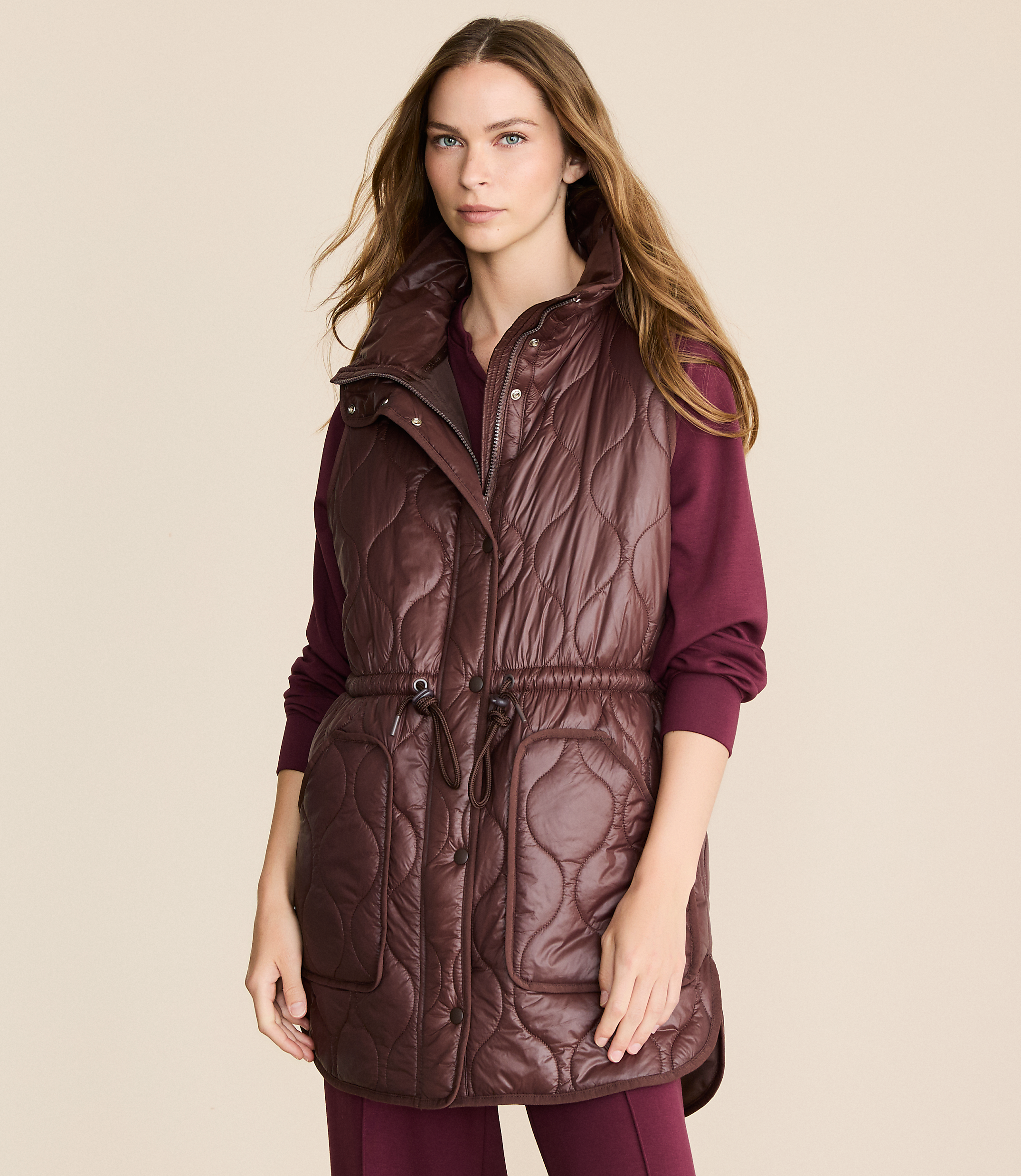 Lou & Grey Quilted Long Pocket Vest