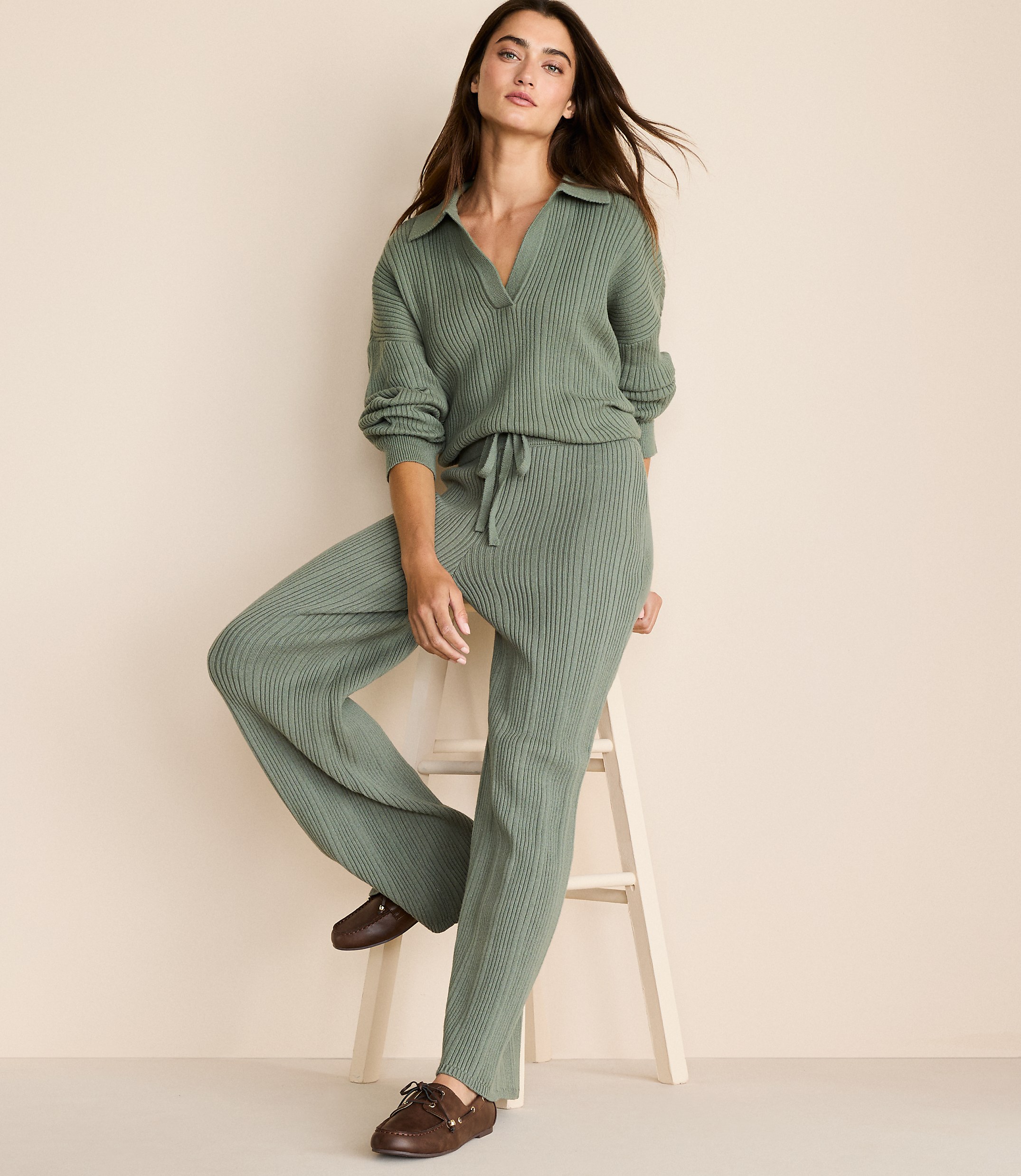 Lou & Grey Ribbed Wide Leg Sweater Pants