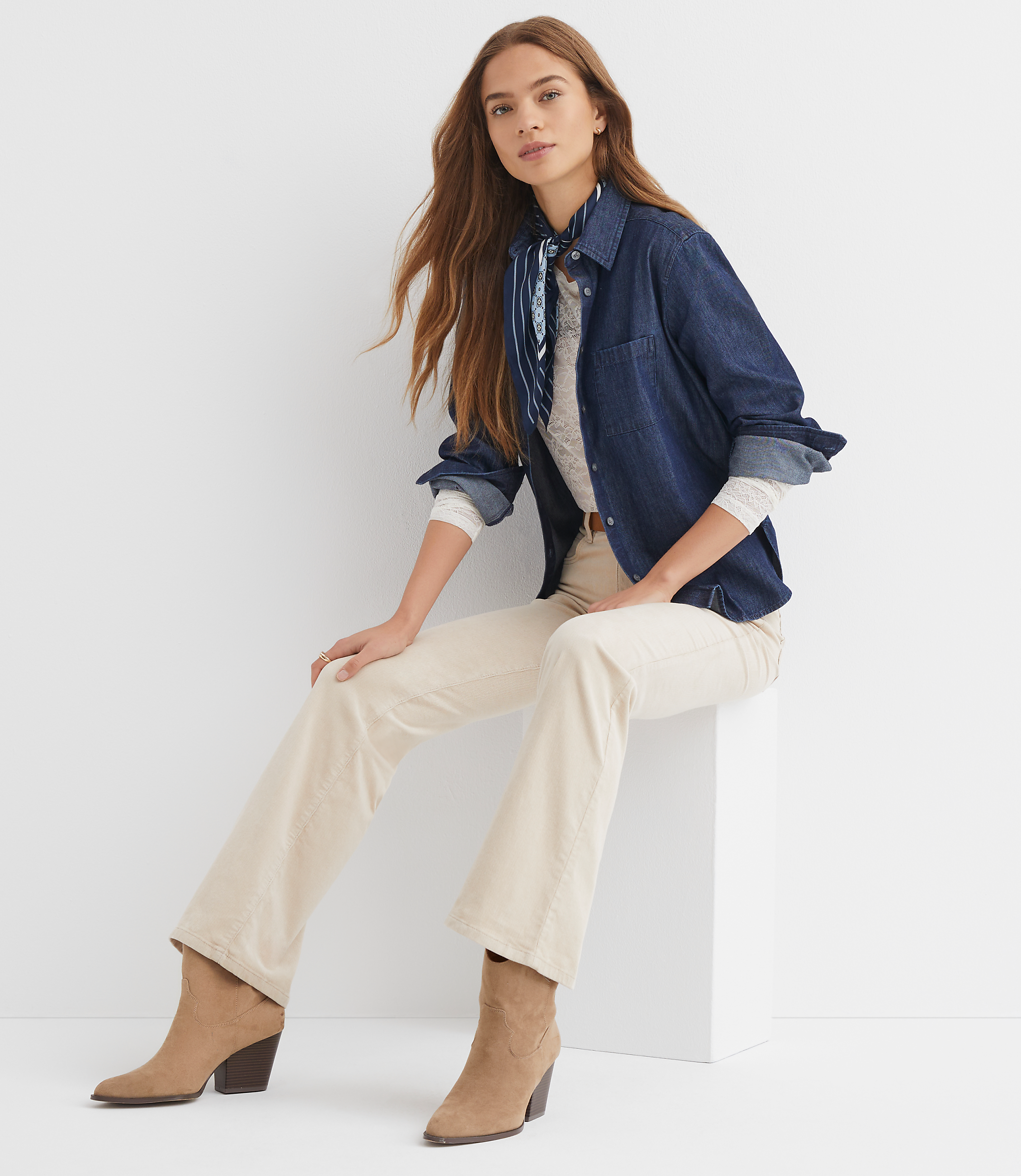 Petite Slim Flare Pants in Corduroy