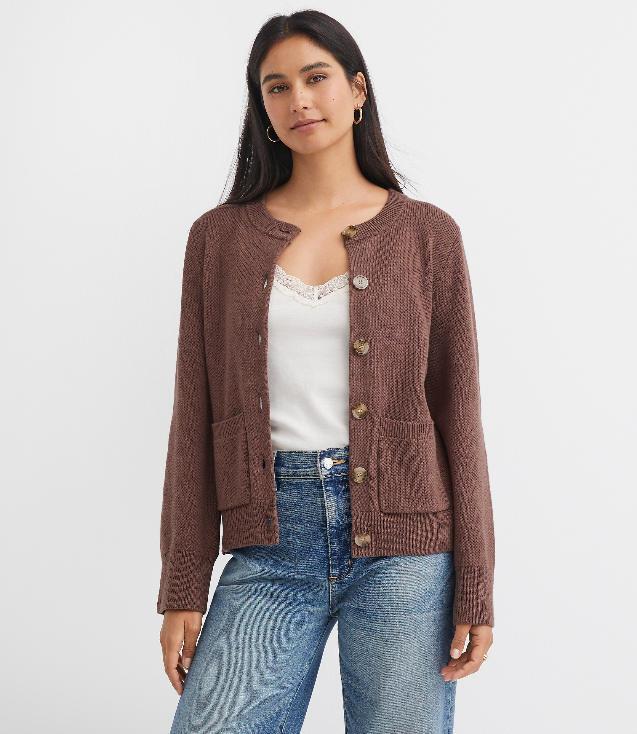 Waisted Patch Pocket Cardigan