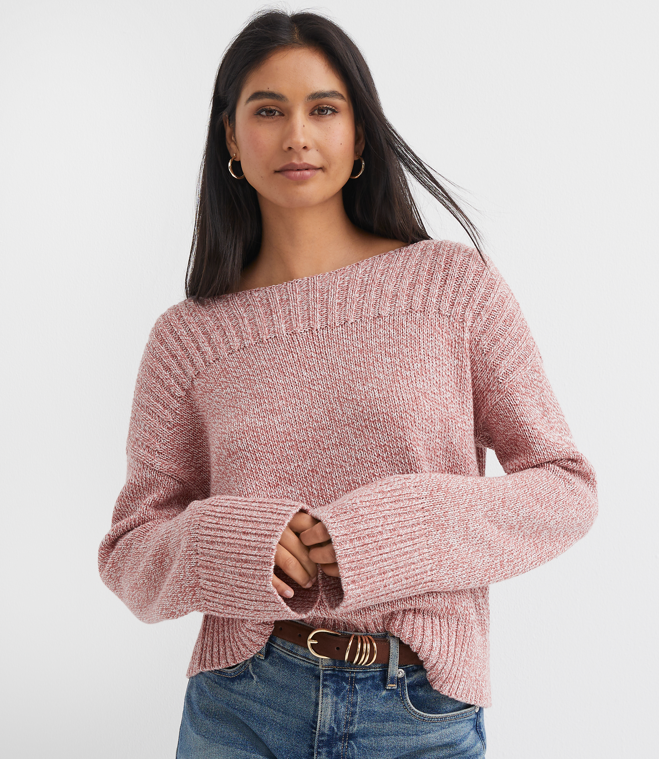 Ribtrim Boatneck Sweater