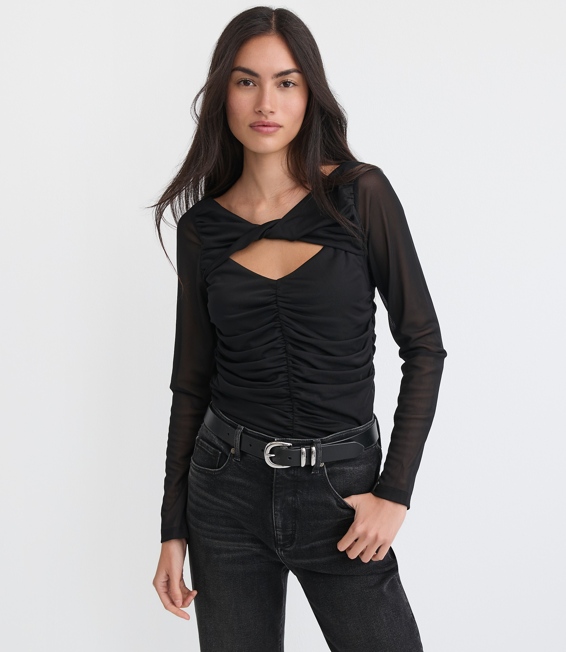 Twist Neck Ruched Top