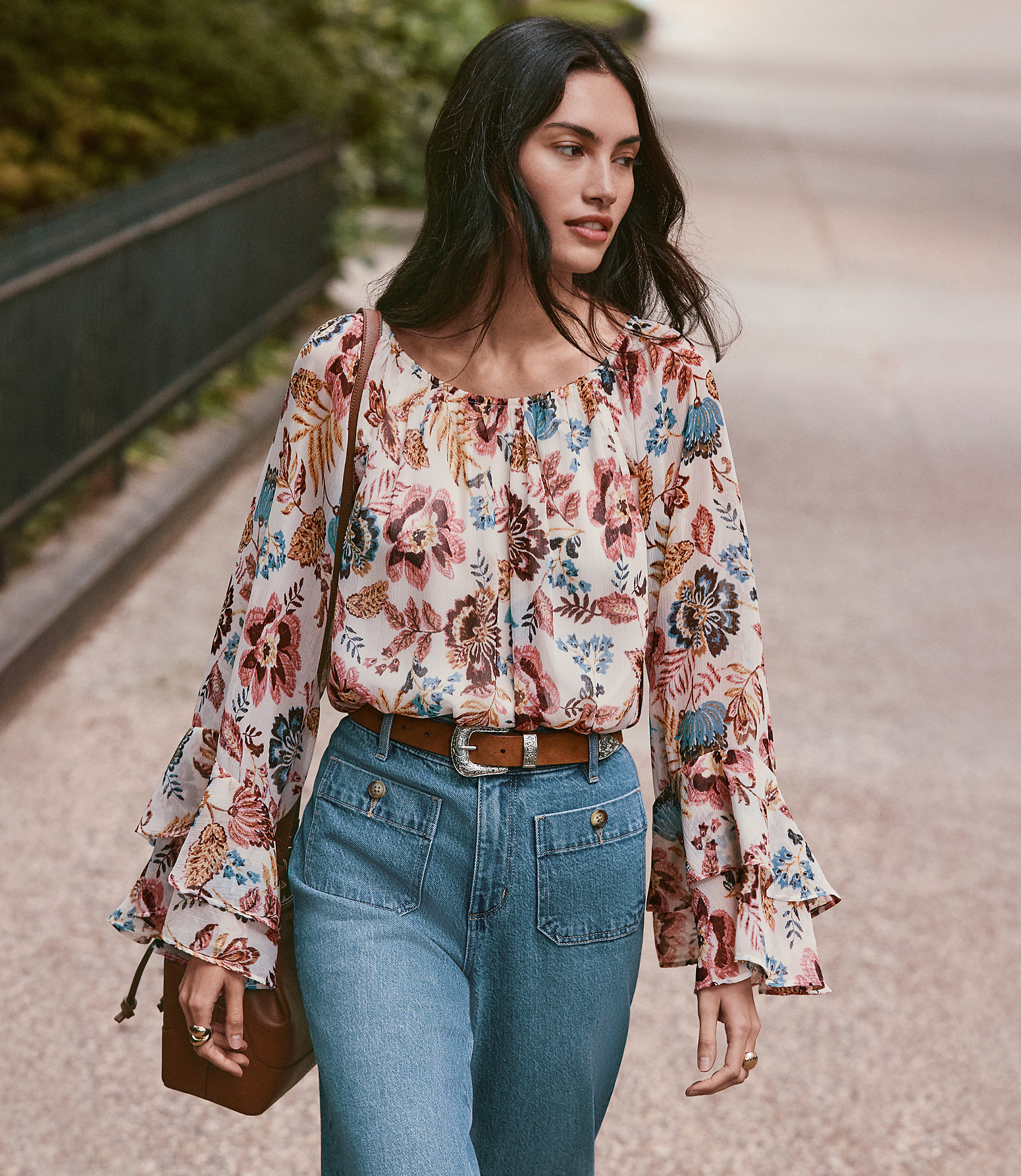 Garden Tiered Ruffle Sleeve Blouse
