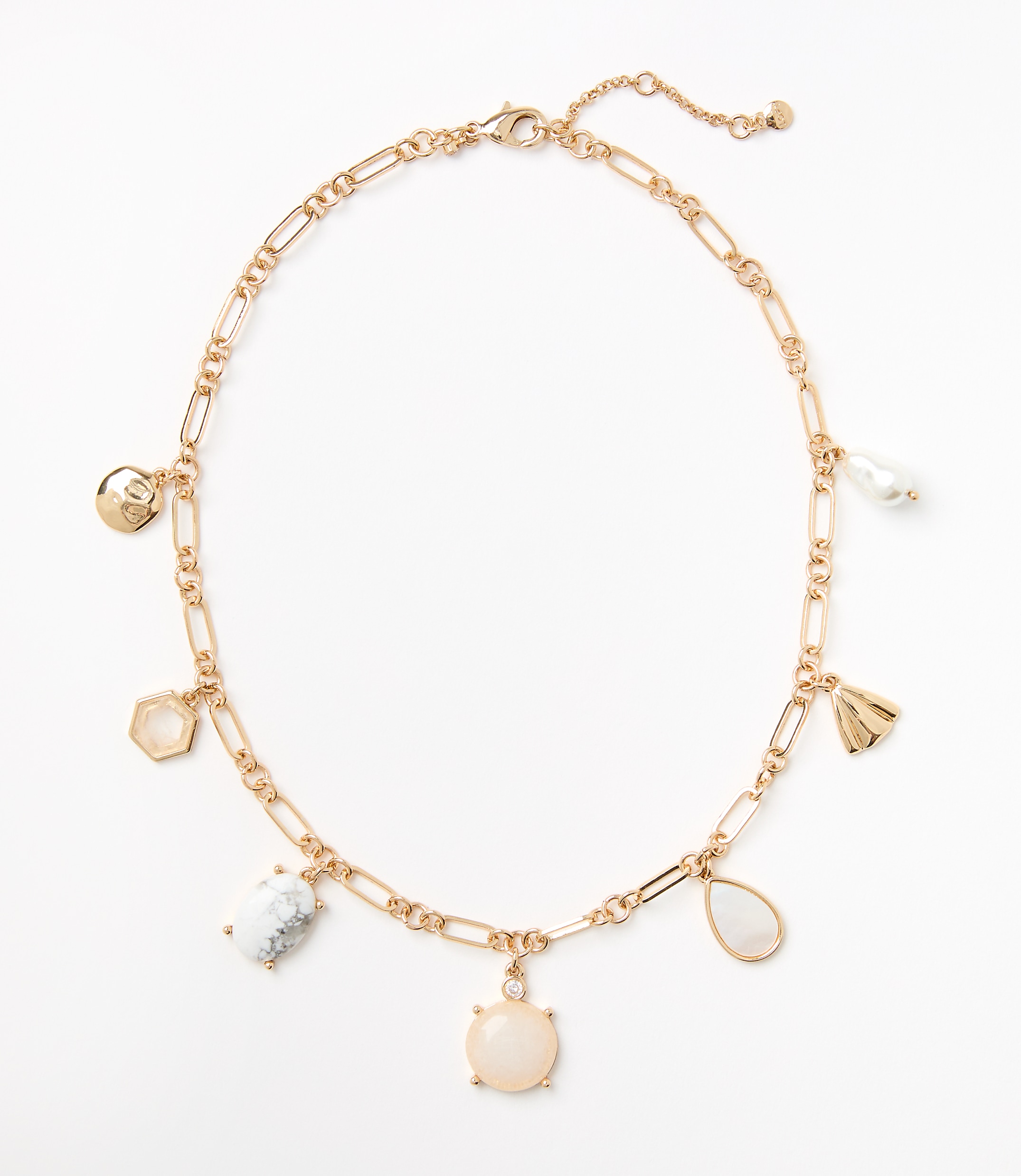 Pearlized Chunky Charm Necklace