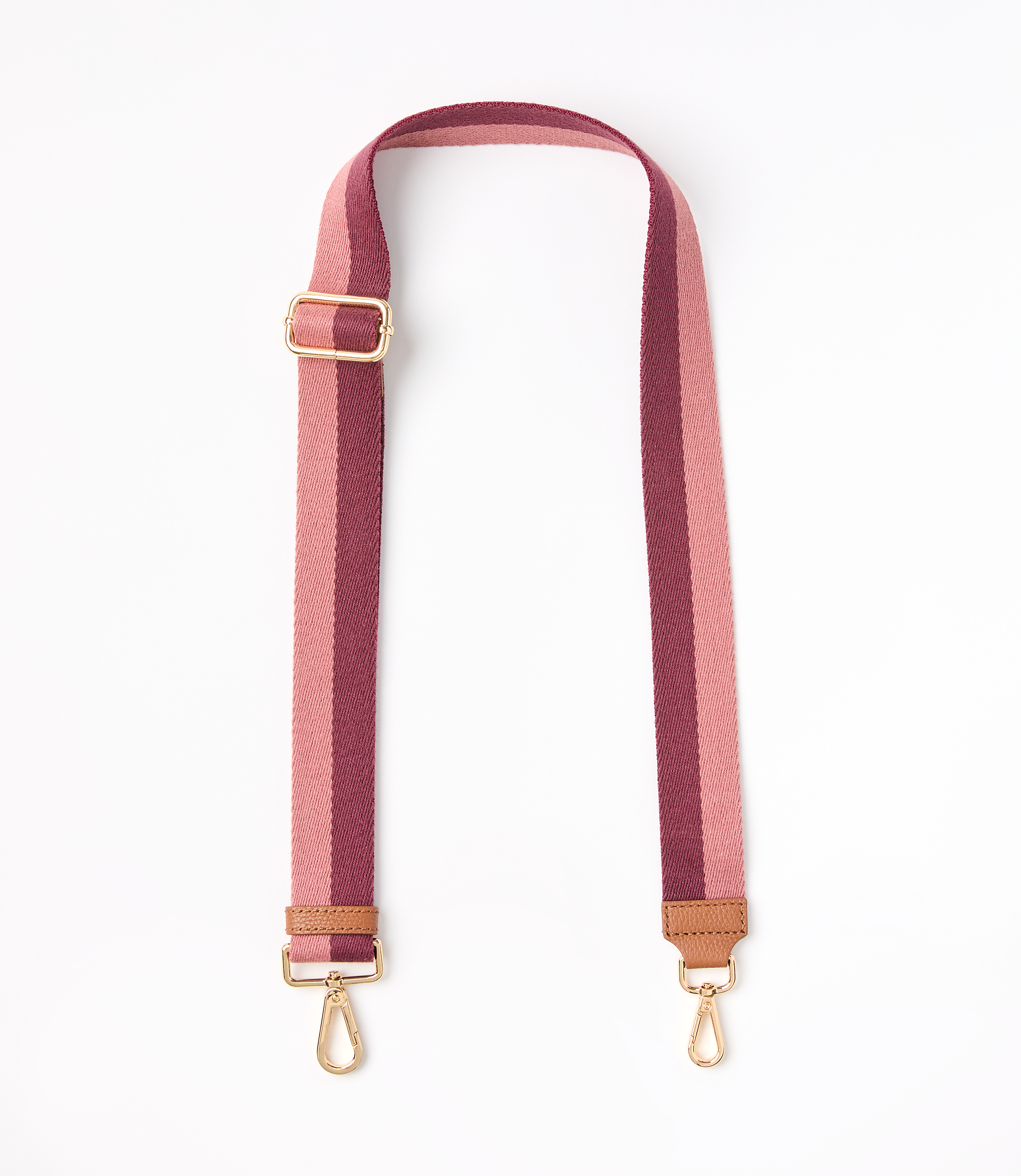 Striped Leather Trim Bag Strap