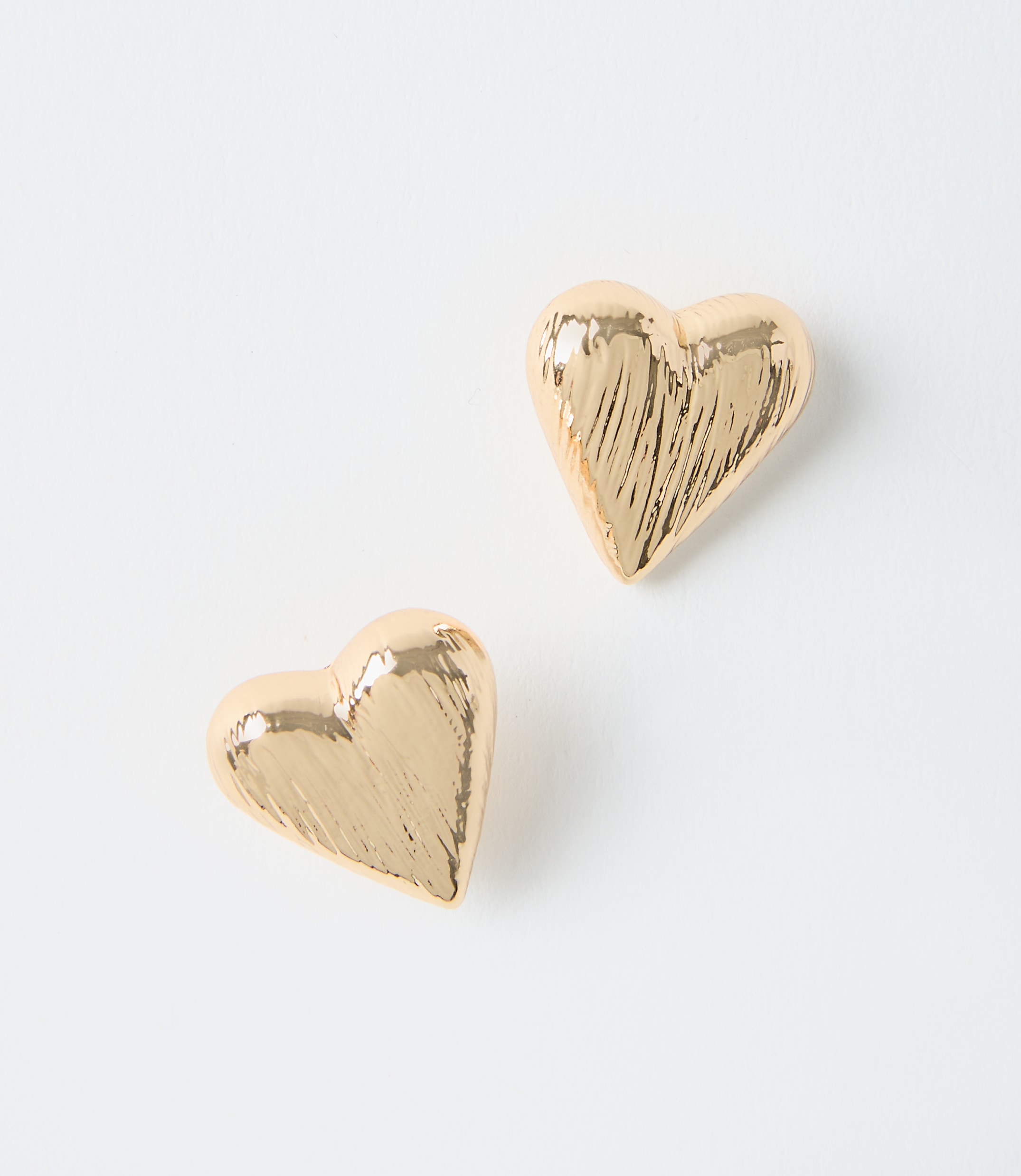 Brushed Heart Stud Earrings