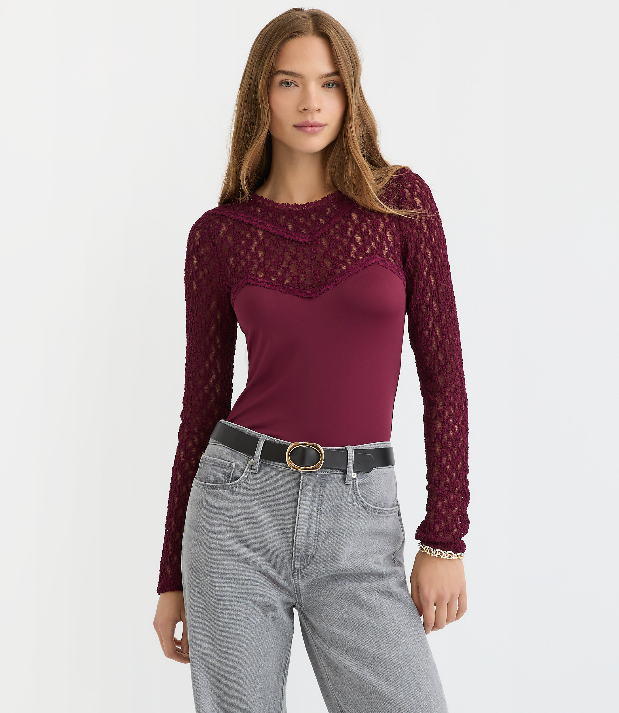 Lace Mixed Media Top