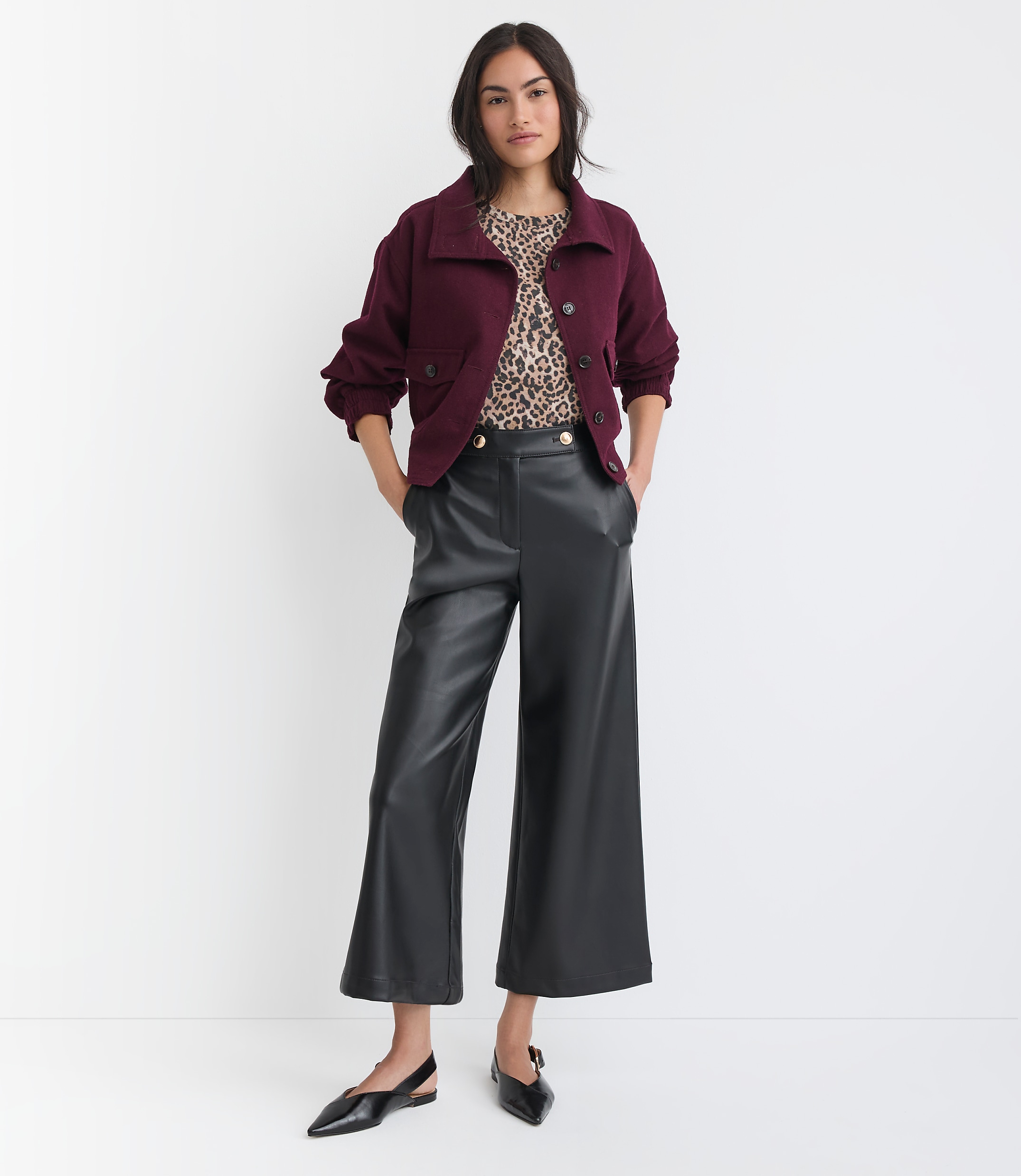 Wide Leg Culottes in Faux Leather