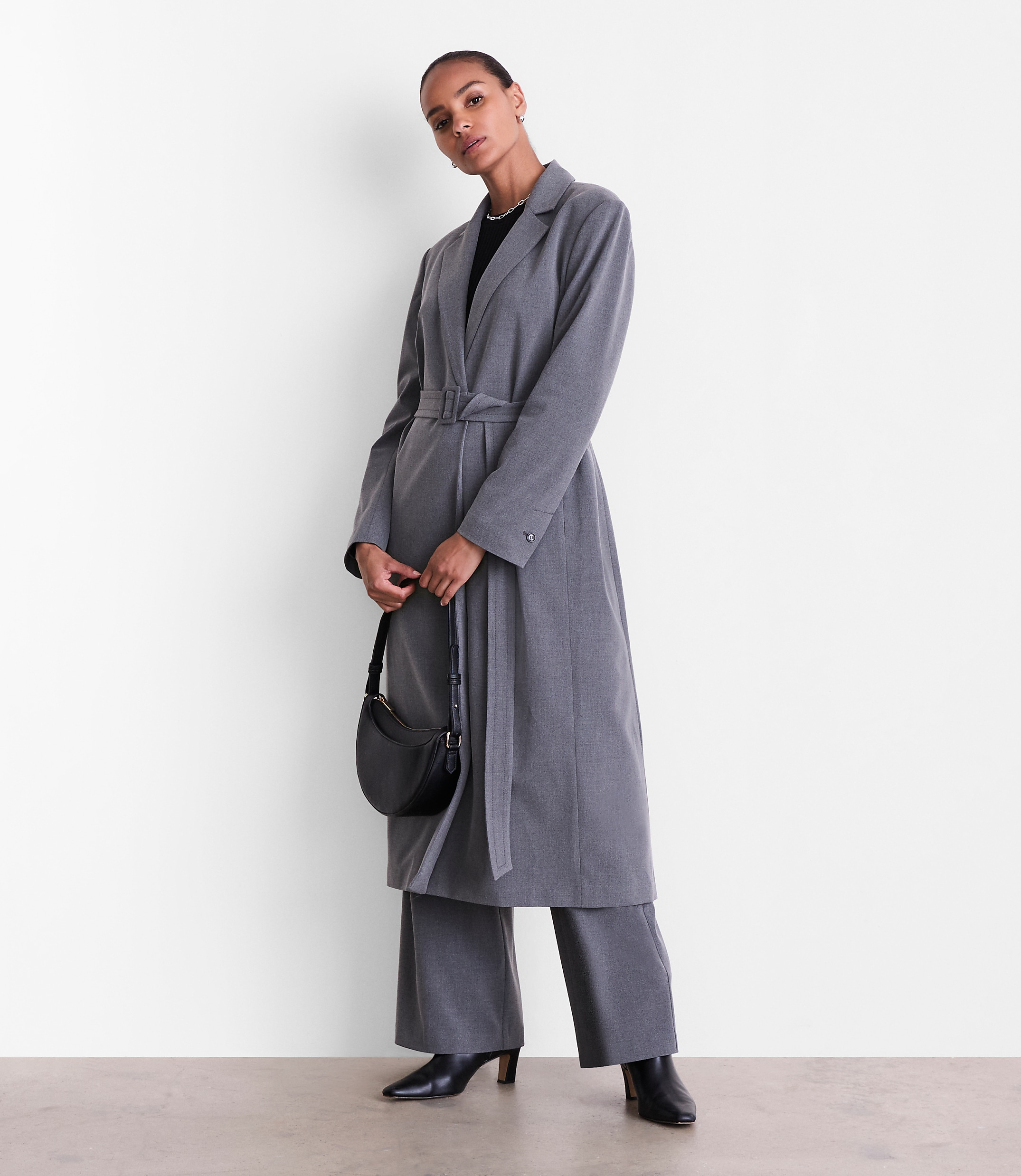 LOFT Versa Seasonless Stretch Belted Coat in Heather
