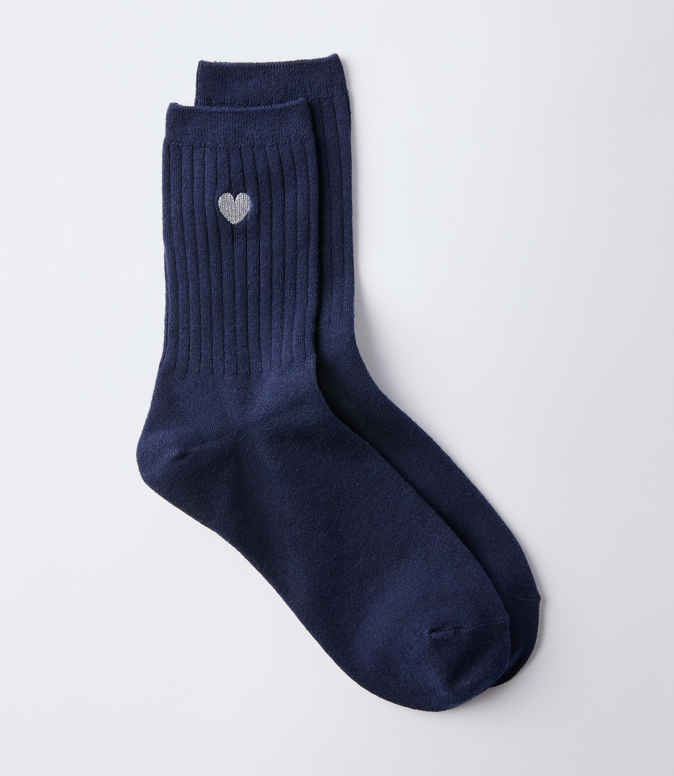 Embroidered Heart Crew Socks