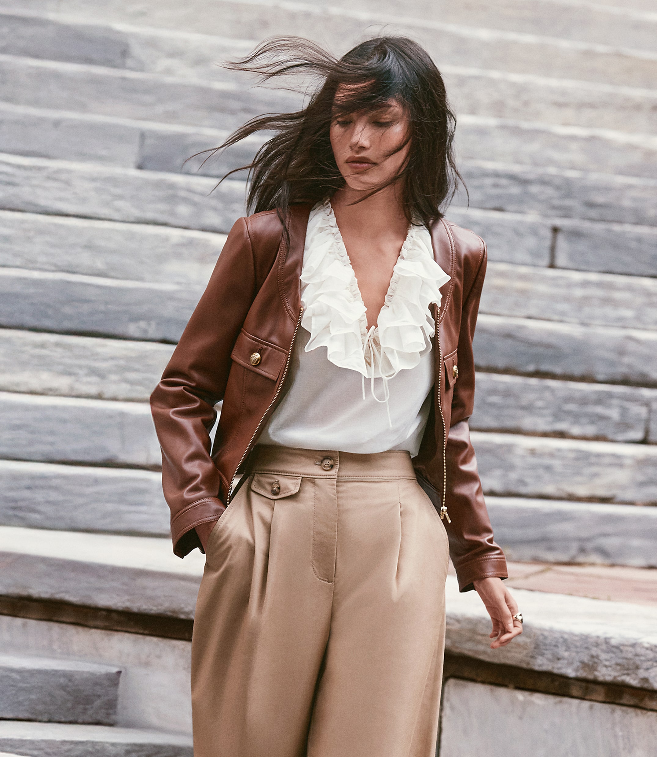 Faux Leather Zip Jacket