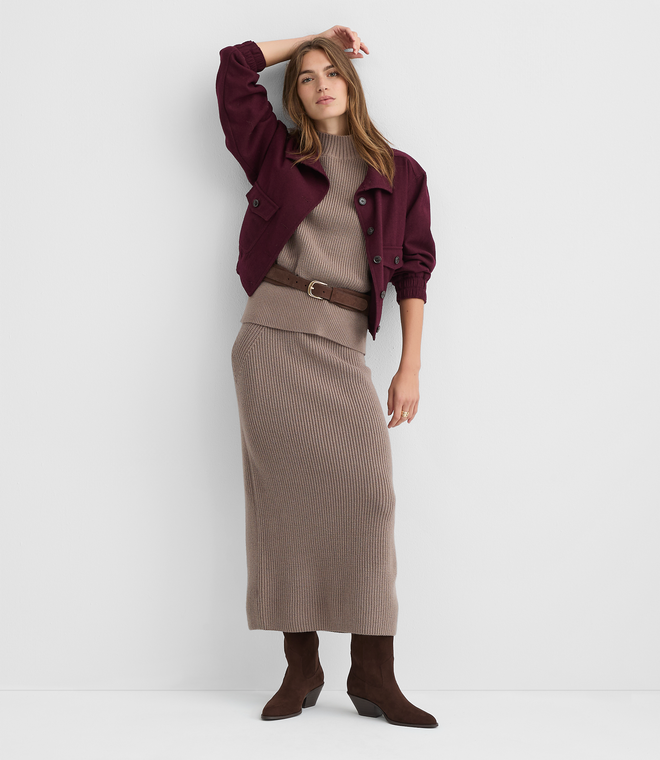 Ribbed Midi Sweater Skirt